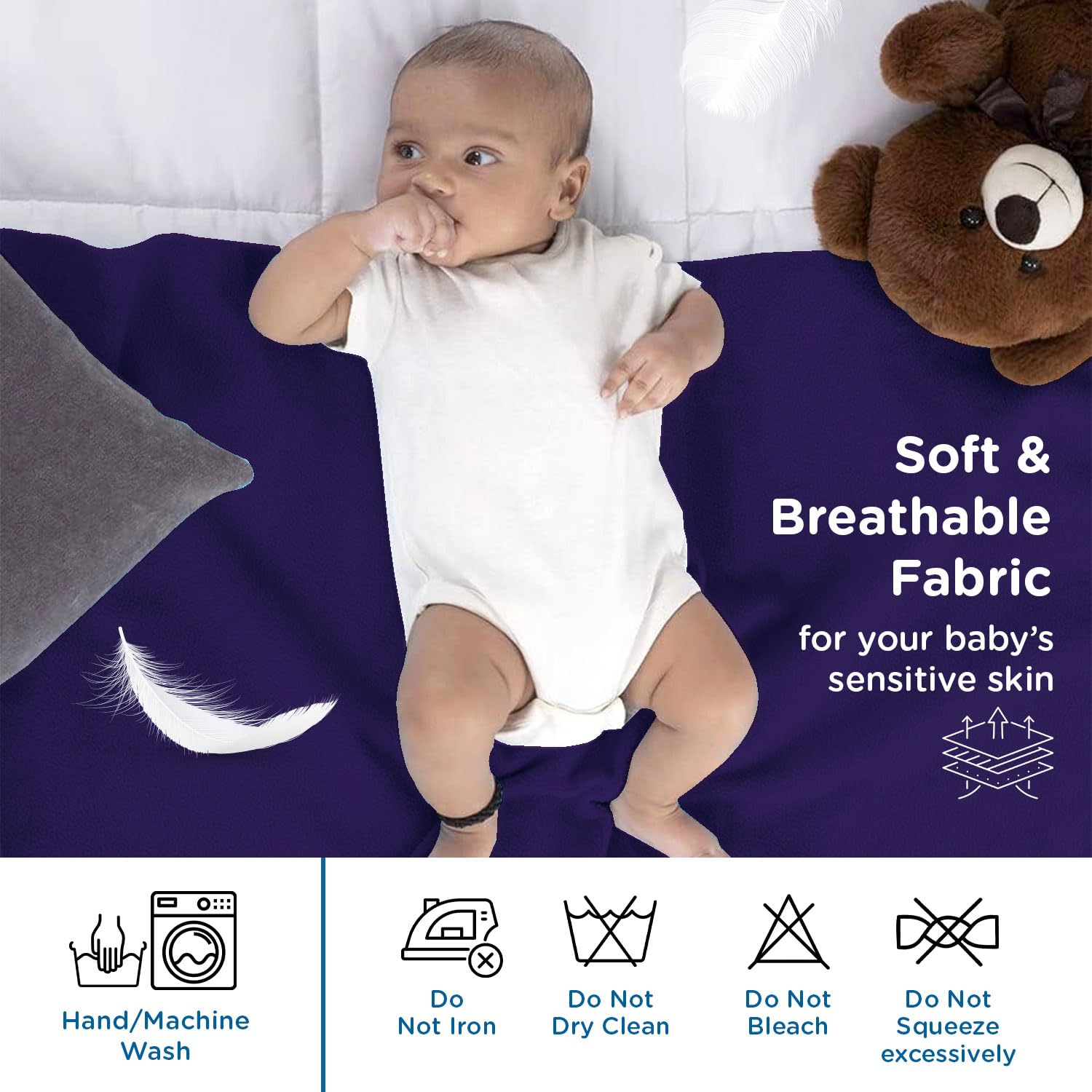 Mee Mee Instadry Cotton Bed Protector Mattress Extra Absorbent, Breathable, Soft and Gentle, Reusable Waterproof Quick Dry Baby Cot Sheet for Infant, 0 to 36 Month,Small, 50x70cm (Green) - Image 6 thumbnail