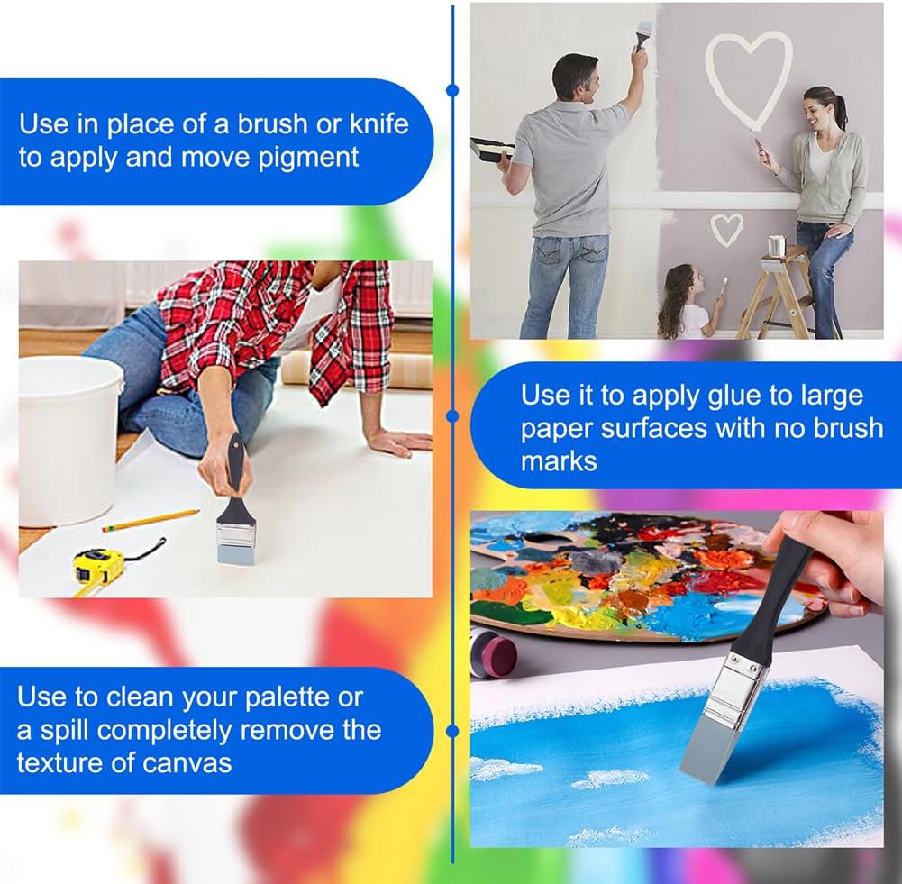 OLYCRAFT 9Pcs Black Silicone Paint Brush Set with Wooden Handle Color Shaper Tool Water Based Painting Brush Tool Shaping Modeling Wipe Out Tools for Sculpture Pottery-1 Inch,1.5 Inch,2 Inch,2.5 Inch