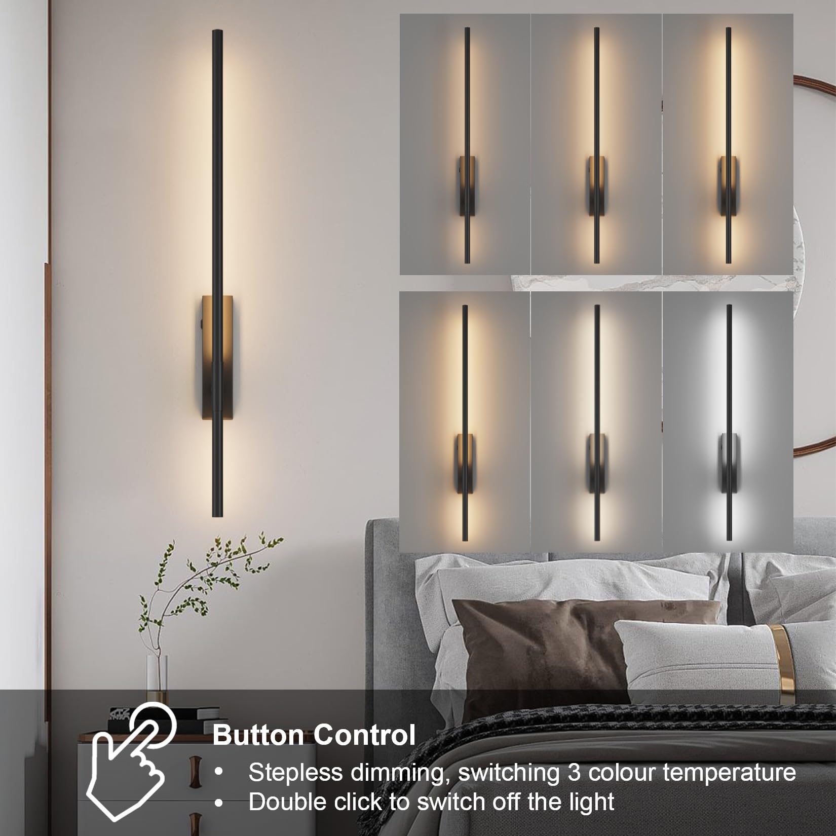 Snapklik.com : Battery Operated Wall Sconce Set Of 1, 32.7inch