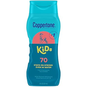 Coppertone Kids Sunscreen Lotion SPF 70, Water Resistant Sunscreen for Kids, 8 Fl Oz Bottle