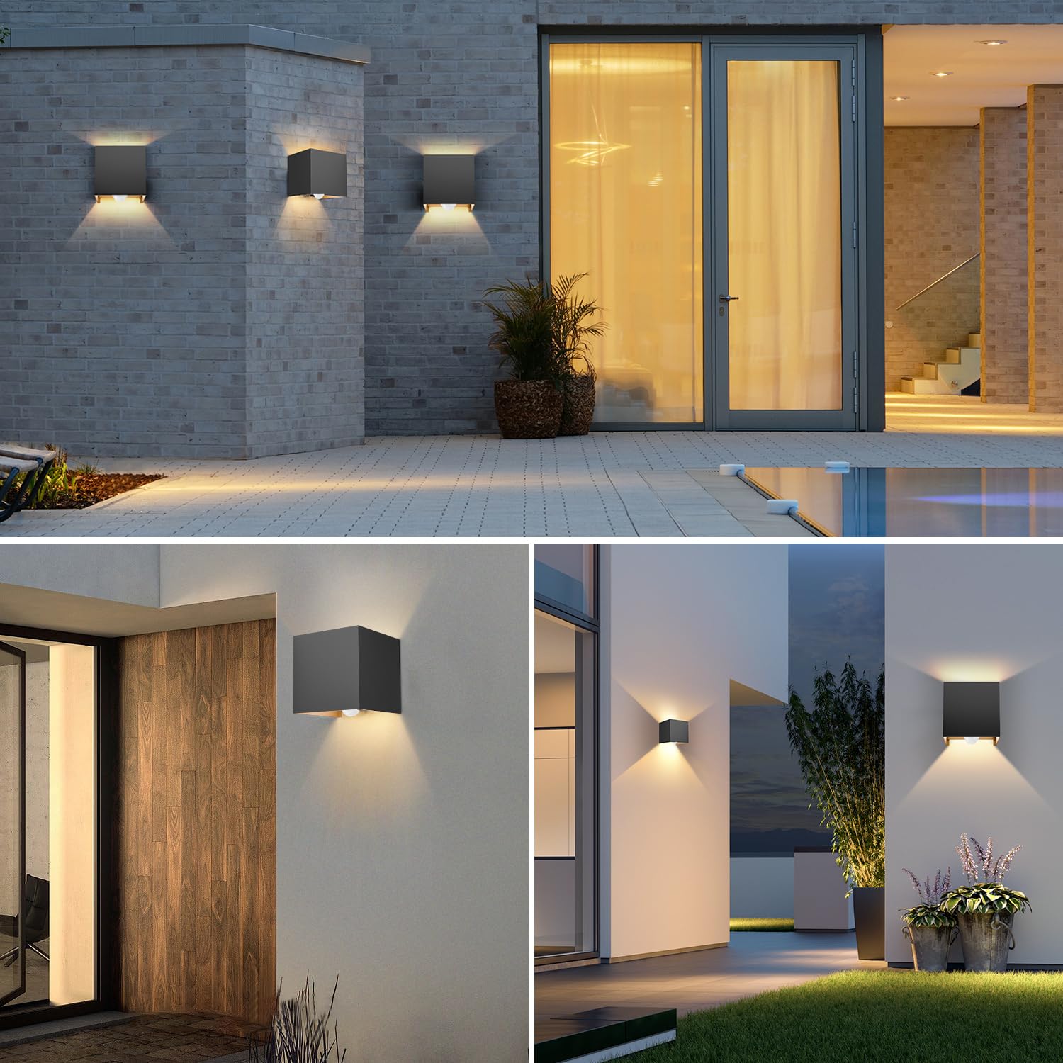 vatato 2 Stück LED Wandleuchte mit Bewegungsmelder 12W Außenwandleuchte IP65 3000K Schwarz