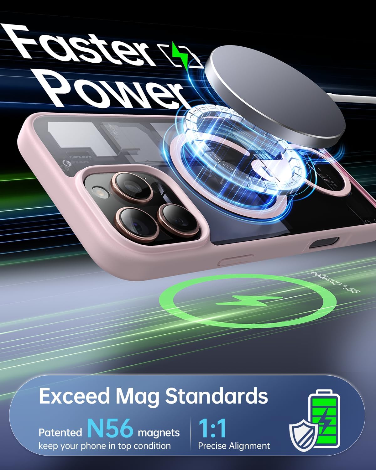 Fansessy for iPhone 16 Pro Max Case with 360° Magnetic Stand [Military Drop Protection] [Compatible with MagSafe] Shockproof Slim Translucent Matte 16 Promax Case 6.9 Inch, Pink