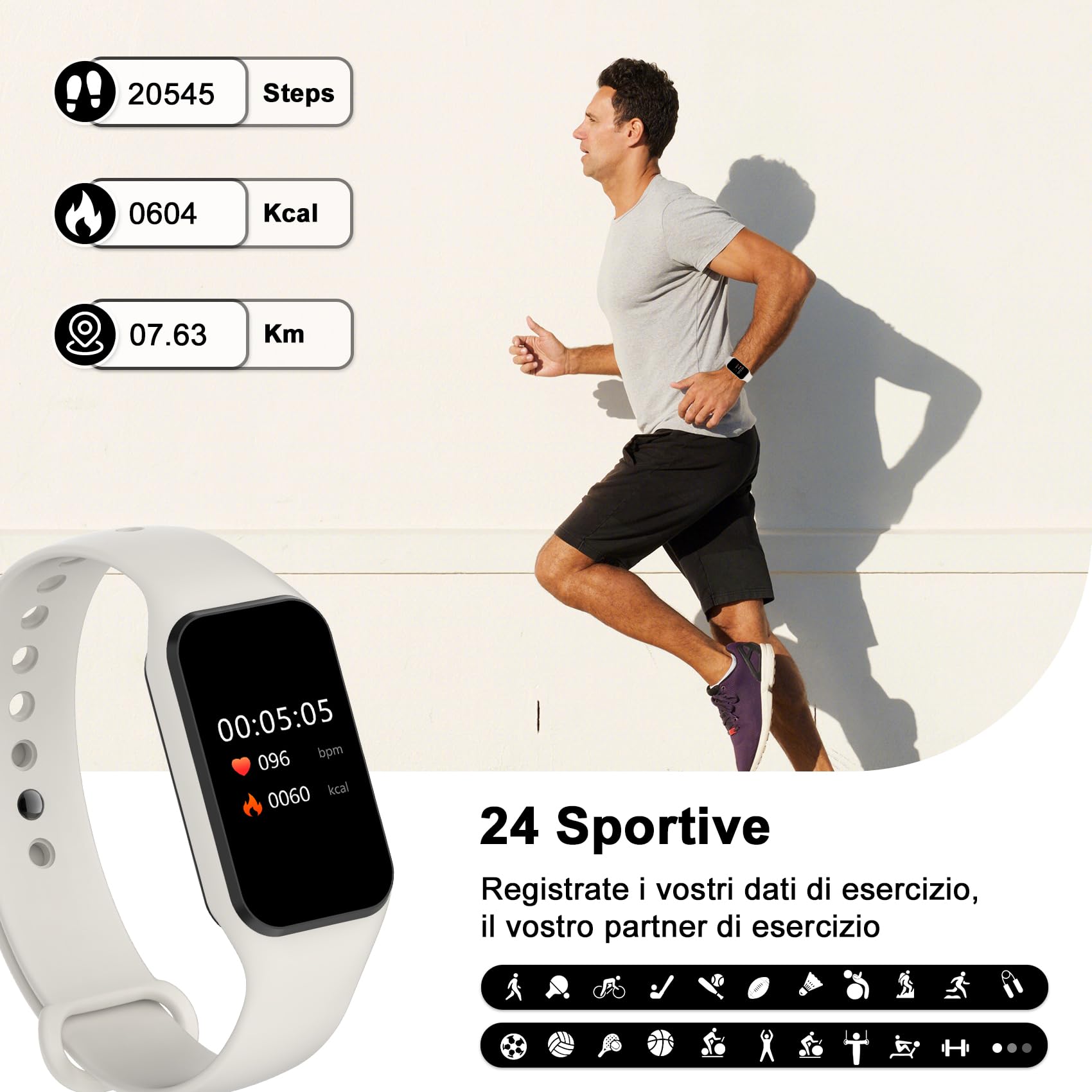 Blackview Smartwatch Uomo Donna,Orologio Fitness Cardiofrequenzimetro/SpO2/Sonno/Contapassi, Notifiche Smart Watch Activity Tracker per iOS Android, Grigio