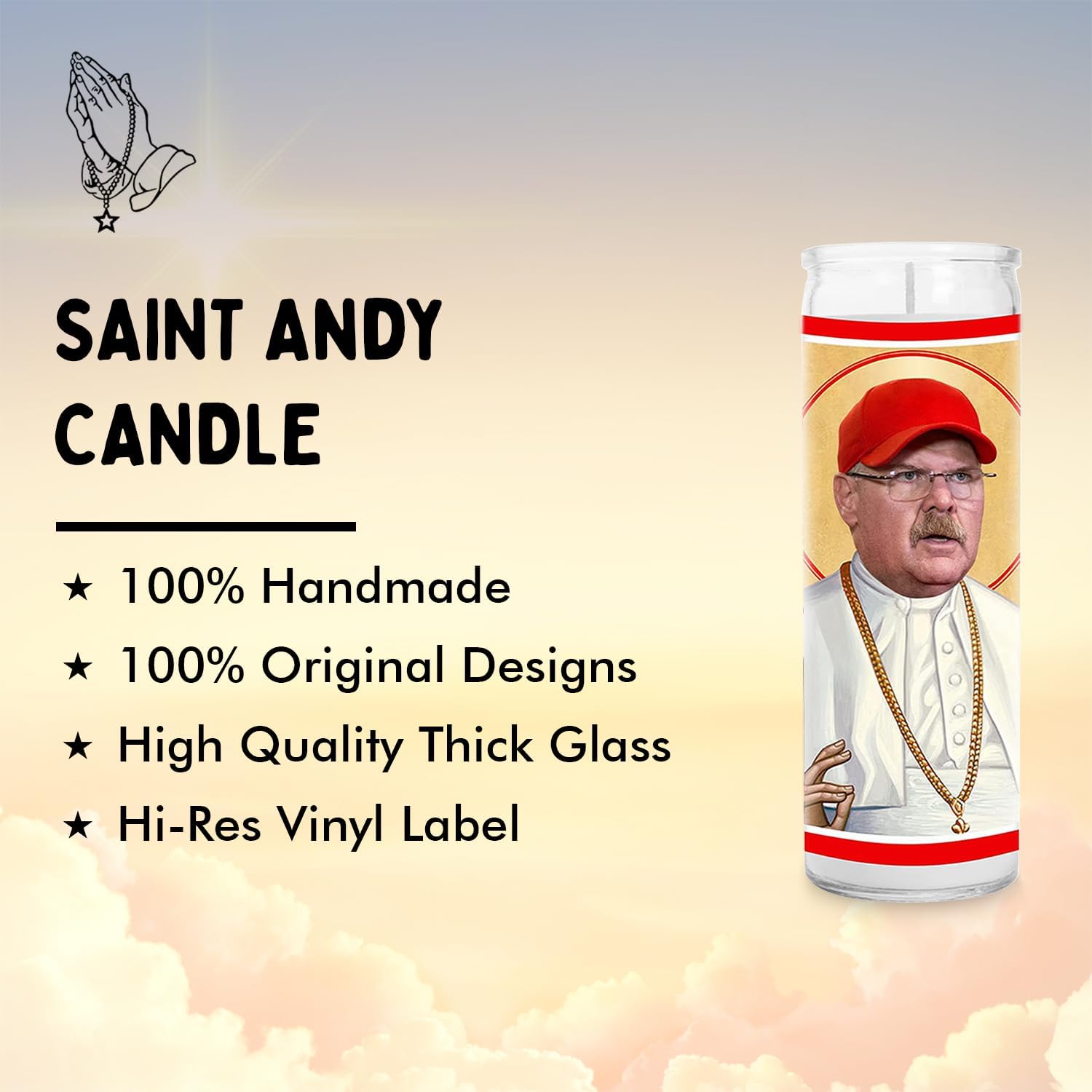 Coach Andy Celebrity Glass Jar Candle – Unscented Handmade Soy Wax Votive Candle – Unique Gift for Kansas City KC Football Fans – Home Decor Sports Collectible