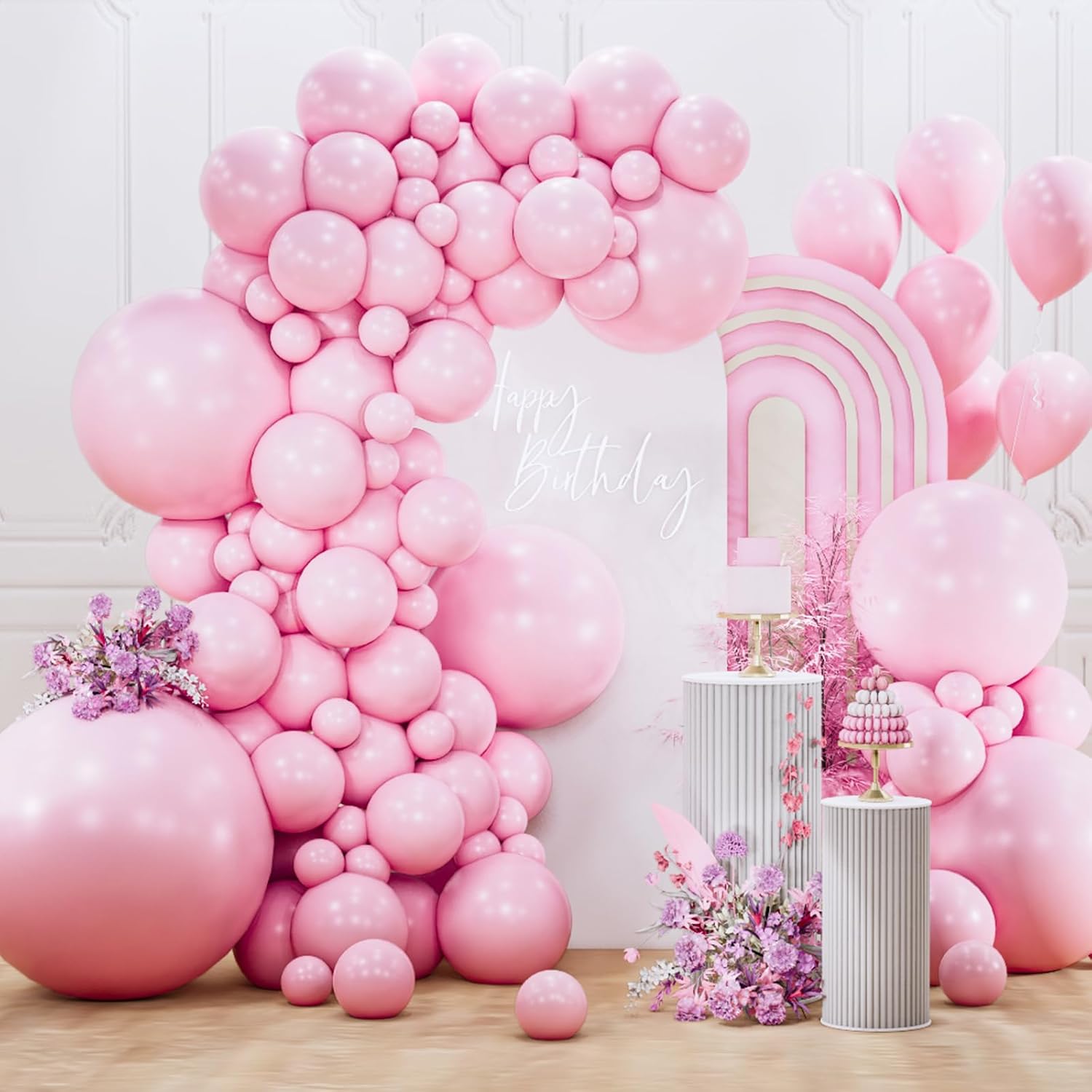 PartyWoo Light Pink Balloons 127pcs Different Sizes of 36 18 12 10 5 Inch Pastel Pale Baby Pink Balloon Arch Kit for Baby Shower Bachelorette Bridal Shower Birthday Party Decorations Pink-Y48