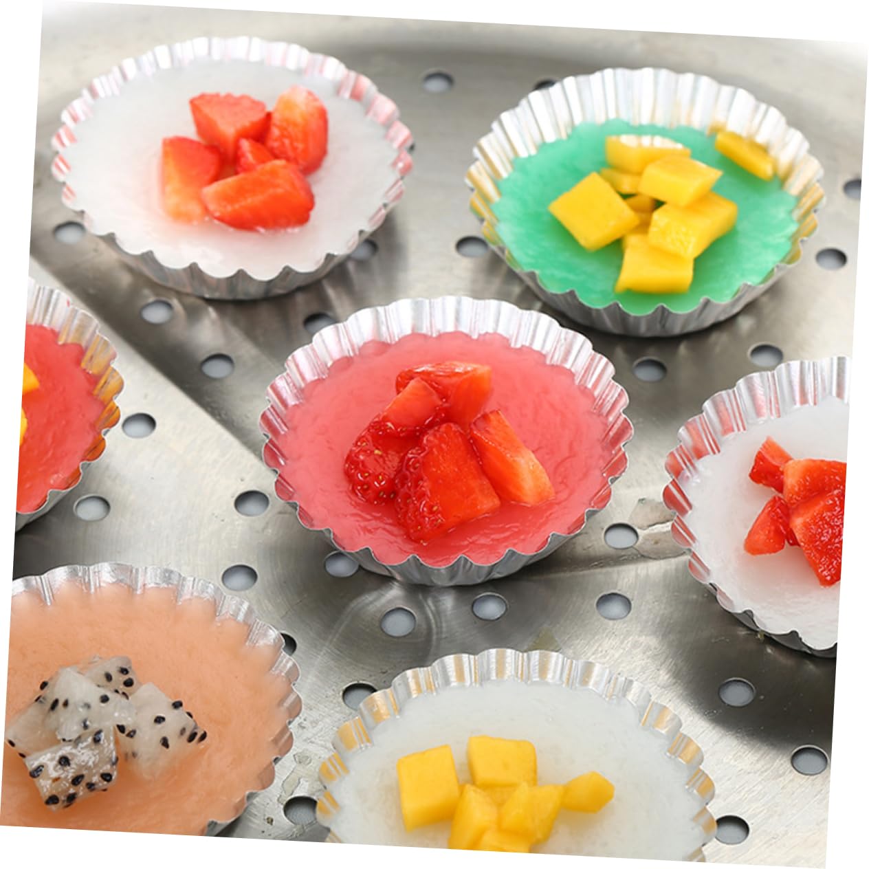 ABOOFAN Chrysanthemum Cup Molds Tin Foil Trays Baking Trays Cupcake Baking Trays for Egg Tart Fruit Pie
