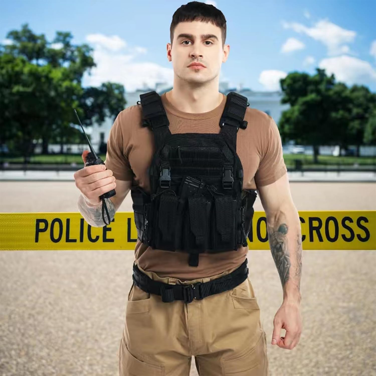 Tactical Molle Vests with Triple mag Pouch and Side Cummerbund Pouches, Quick Release Vests for Men - Image 2