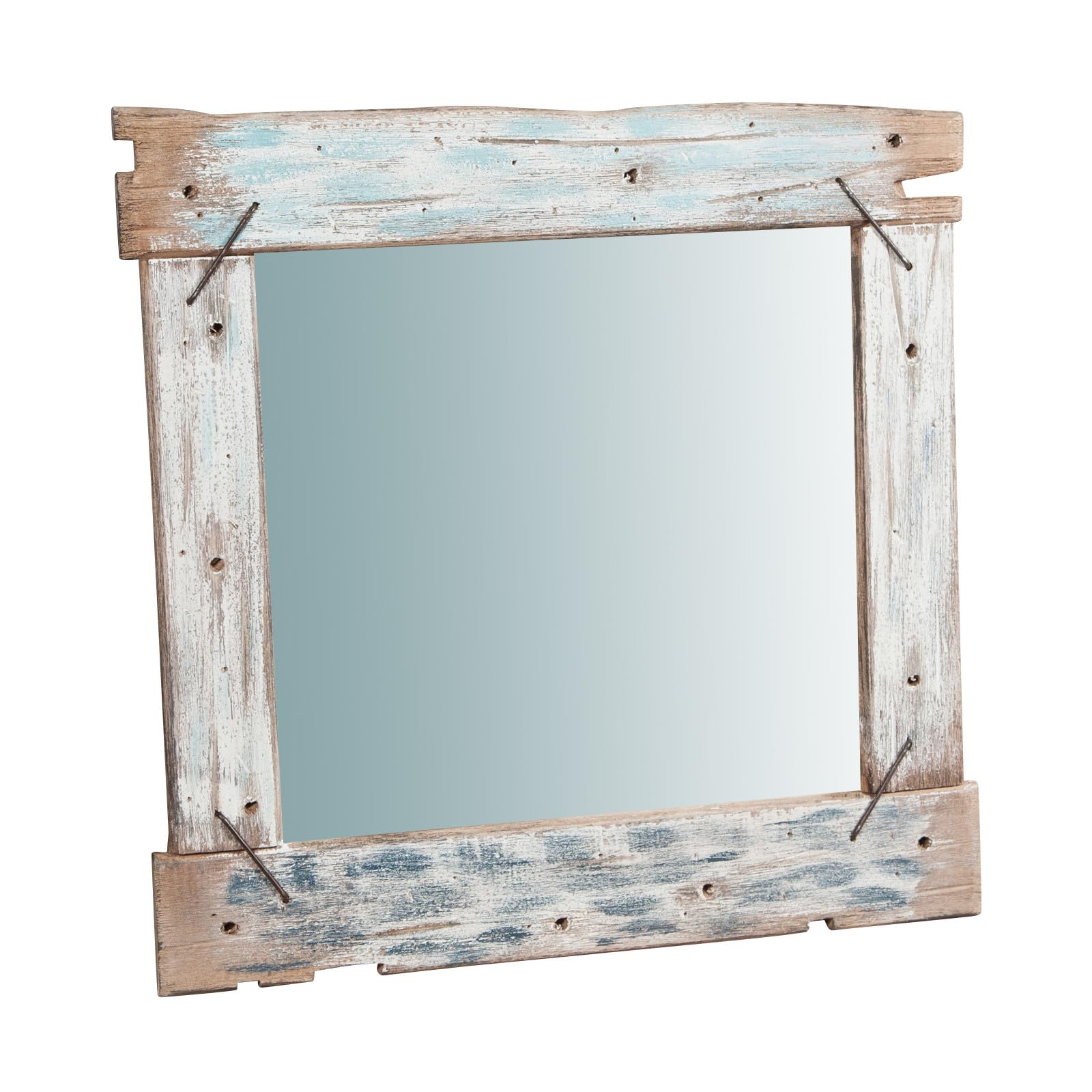 Biscottini Espejo de Pared con Marco de Madera reciclada, 60,5 x 3,5 x 60,5 cm (Largo x Ancho x Alto) – Espejo de baño para una decoración rústica – Espejo de Entrada de Pared