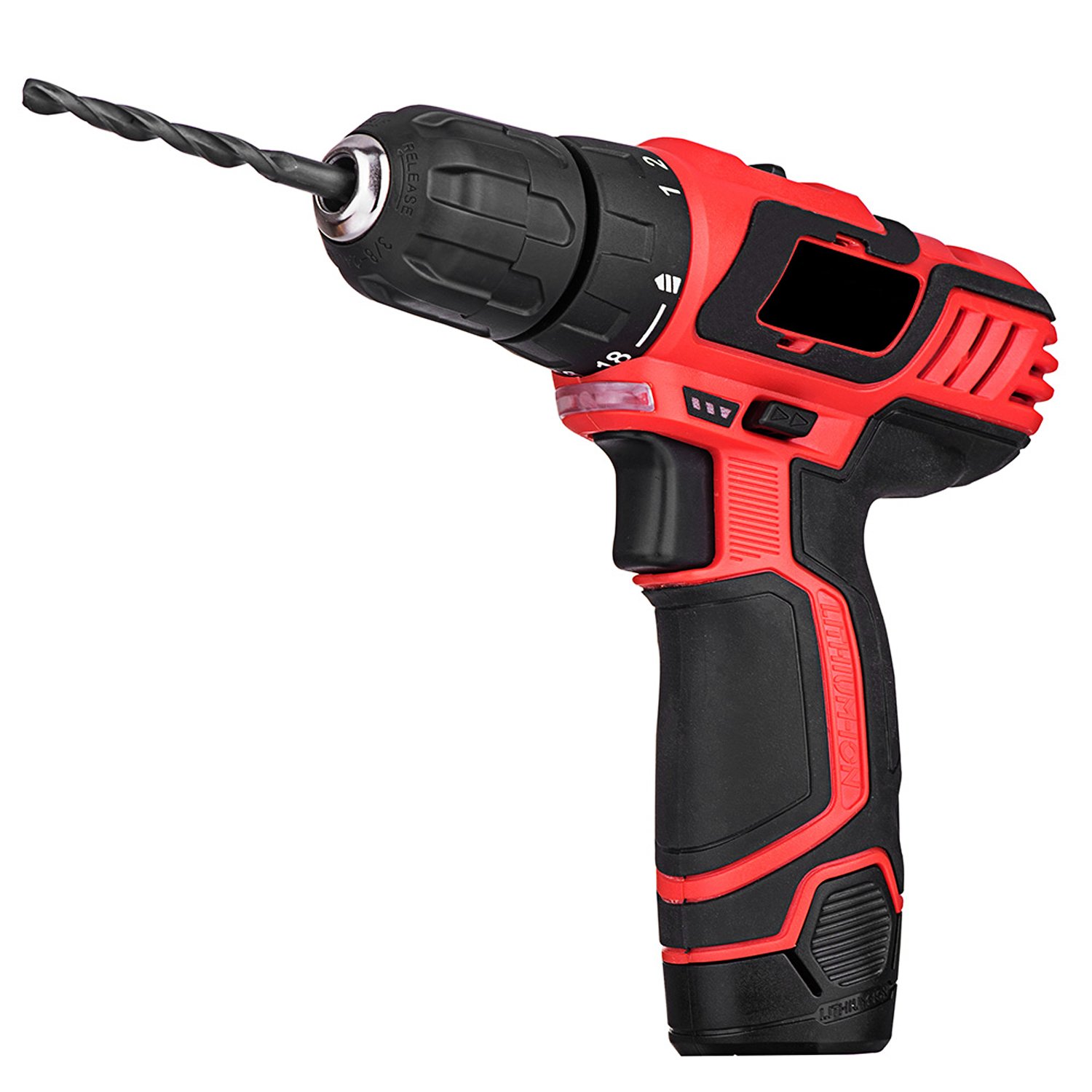 Trapano avvitatore a batteria professionale, 12 V, con accessori da 77, coppia 28 Nm, 2 marce