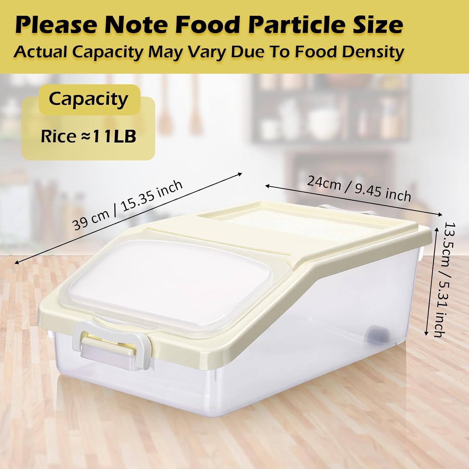 Blushtier 3 Pcs Rice Storage Container 11 lb Airtight Flour Container with Wheels Measuring Cup Clear Pet Food Dog Cat Birds Food Bin Grain Cereal Organizer Box for Dry Baking Supplies(Milky White)