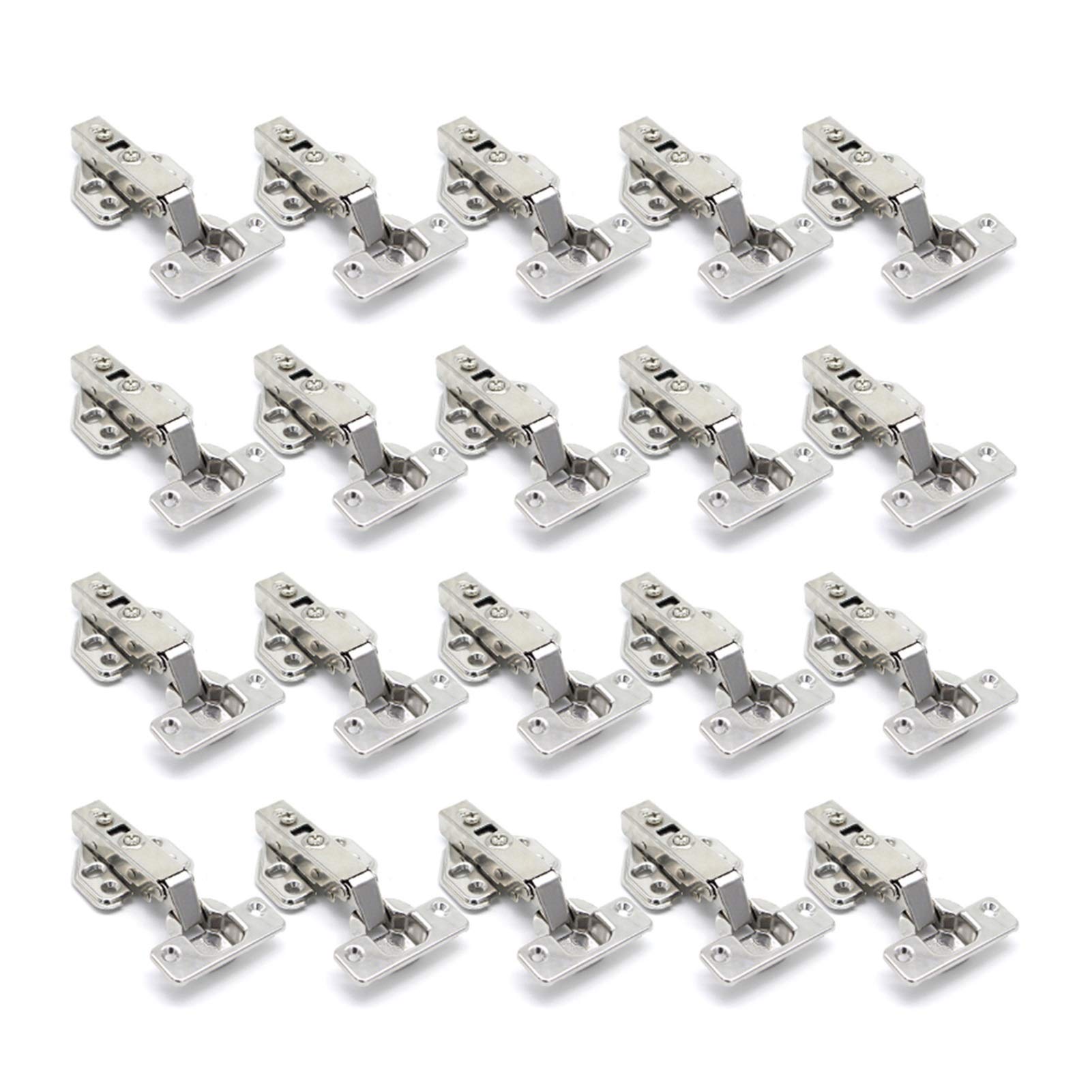 20 szt. Zawiasy ze stali węglowej amortyzator hydrauliczny zawiasy do szafek powolne zamykanie Clip-on 35mm kubek zawiasu proste ramię stała podstawa