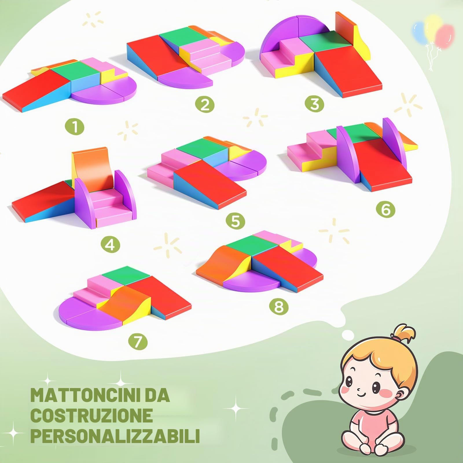 Lischwert - Set di 6 blocchi da costruzione giganti in schiuma kit castello, multicolore (HMJM)