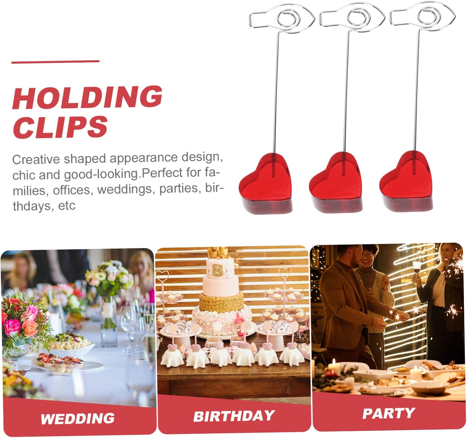 Garneck 5pcs Elegant Love Note Holder Photo Holder Clips for Business Memo Clip