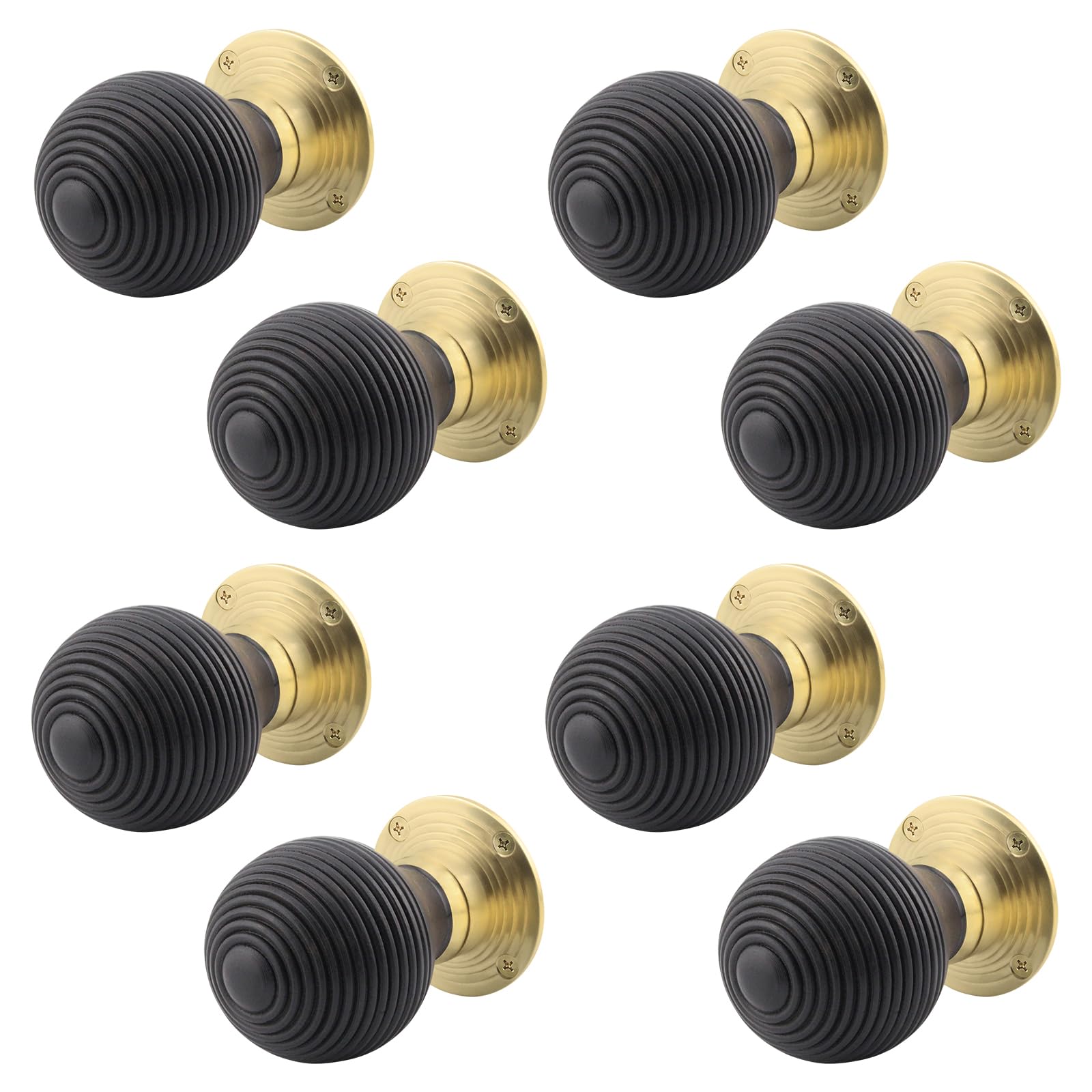 Eai Black Ebony Wood Door Knobs | 4 Pairs Of Mortice Knobs (55Mm) For Internal Doors