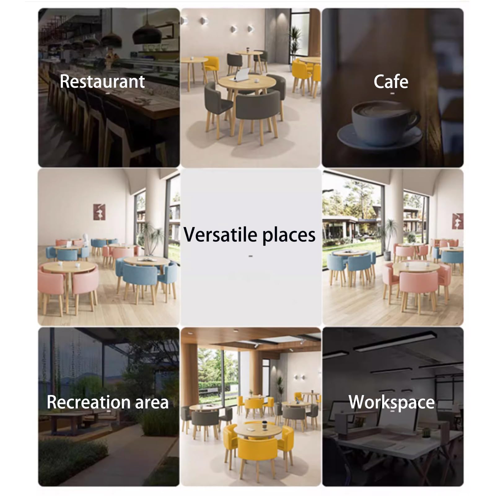Tisch- und Stuhlset für den Empfangsraum im Büro, Tisch- und Stuhlset für den Verhandlungsraum, einfaches Couchtisch- und Stuhlset, platzsparende Möbel für Küchenrestaurants (Farbe: Dunkelgrau)