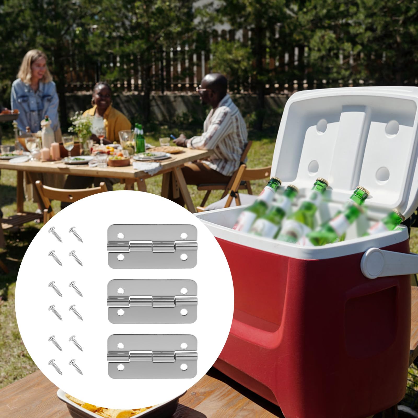3 Cerniere in Acciaio Inox per Igloo Ghiacciaie, Cerniere Freezer con 12 Viti Parti di Ricambio Accessori Frigo da Campeggio per Igloo 50-165 QT