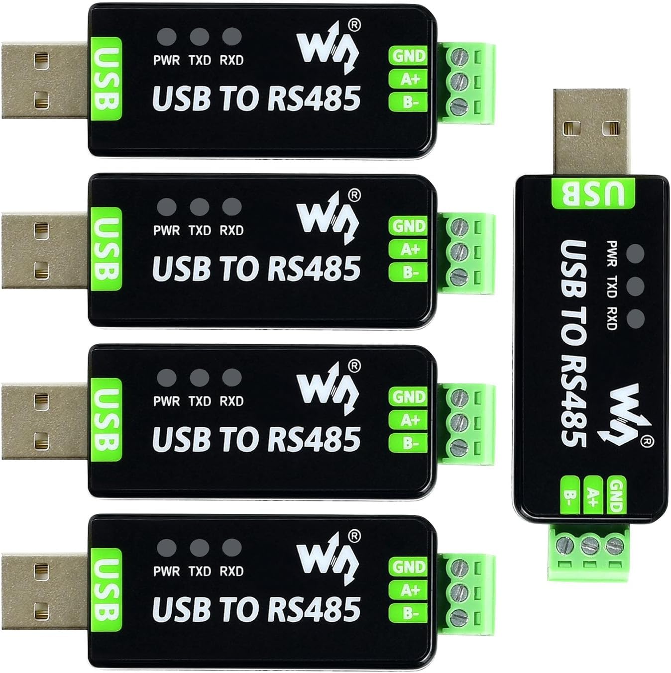 waveshare 5PCS Industrial USB to RS485 Converter with Original FT232RL and SP485EEN Embedded Protection Circuits for Industrial Control Equipments and/or Applications