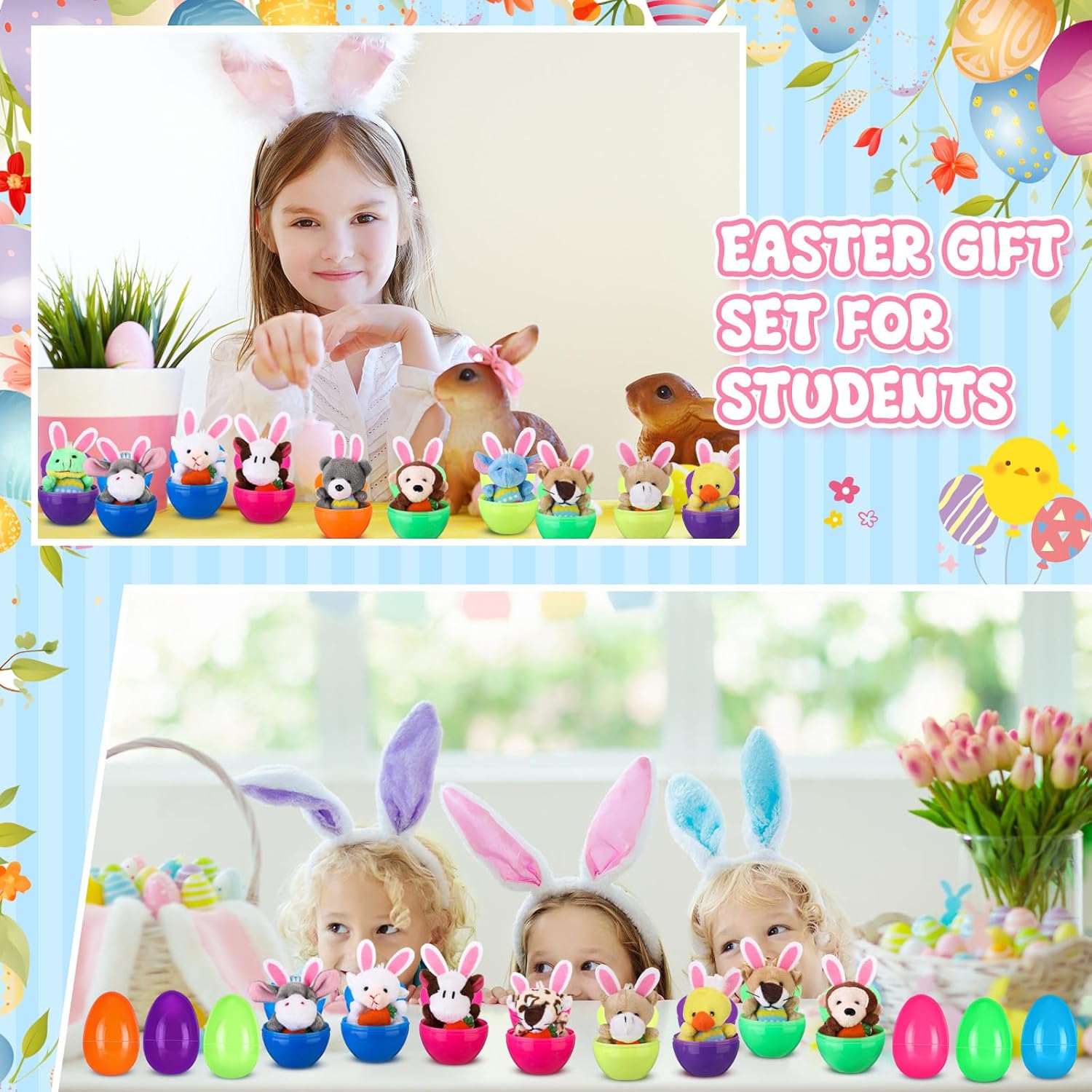 36 Pcs Prefilled Easter Eggs Filled with Mini Plush Animal Toys for Kids Baster Stuffer Filler Stuffed Animals with Carrot for Easter Egg Hunt Filler Party Favors Classroom Prize Supplies - Image 2