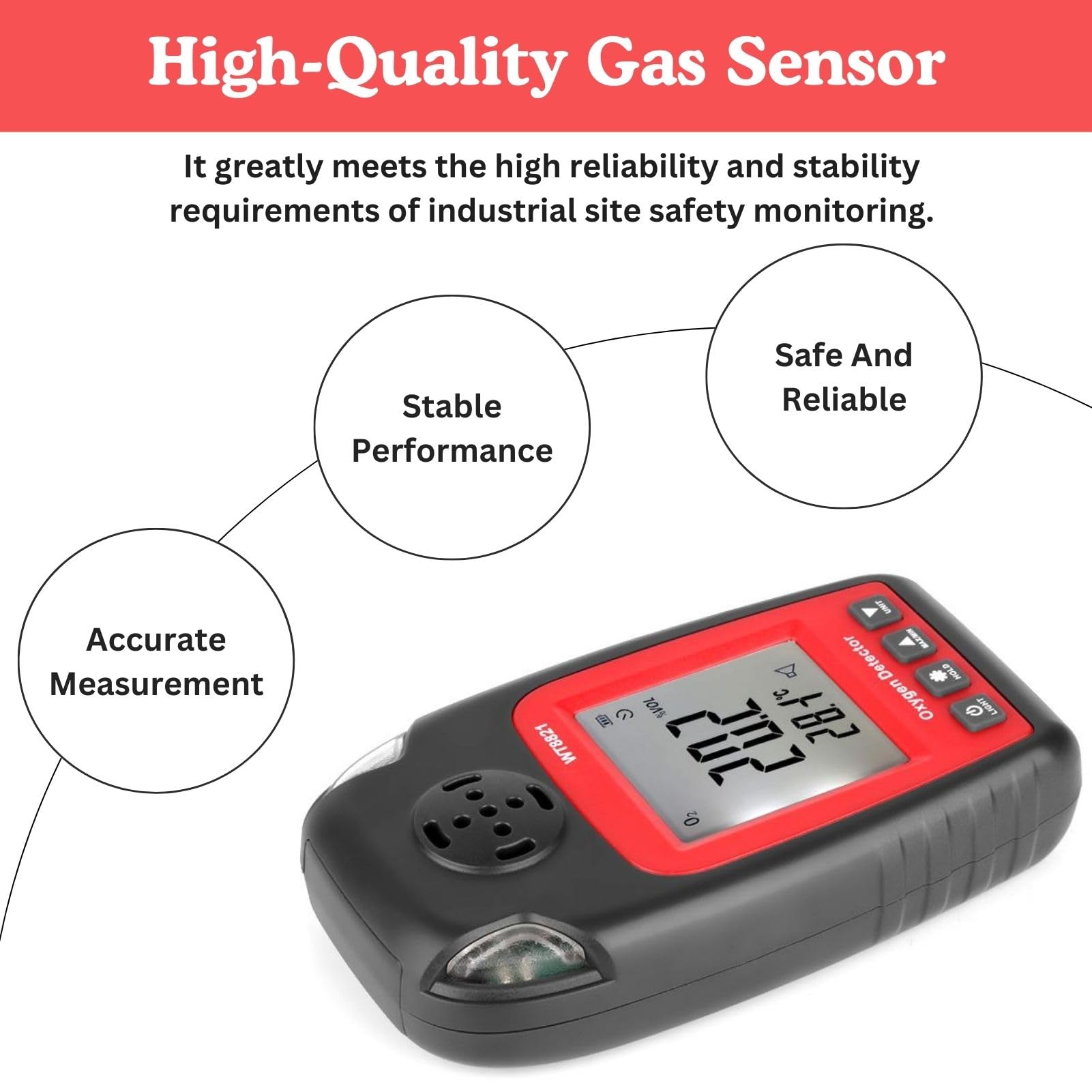 Jadeshay Rilevatore di Ossigeno,0~25% Vol Rilevatore di Gas Portatile Monitor O2 Analizzatore di Ossigeno Tester Rilevatore di Contenuto di Ossigeno con Display LCD WT8821