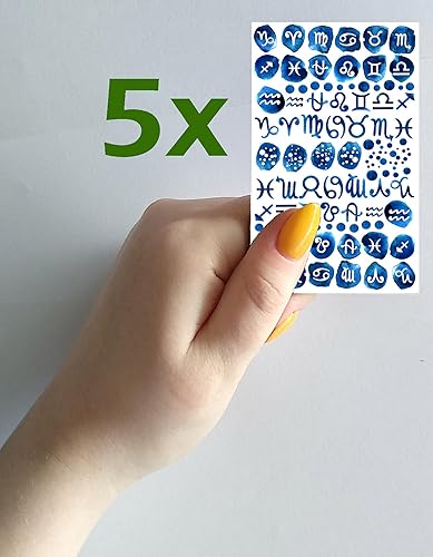 Miniatura 2 de Pegatinas para uñas (5 hojas) FLONZNAIL signos del zodiaco Vintage acuarela ilustración