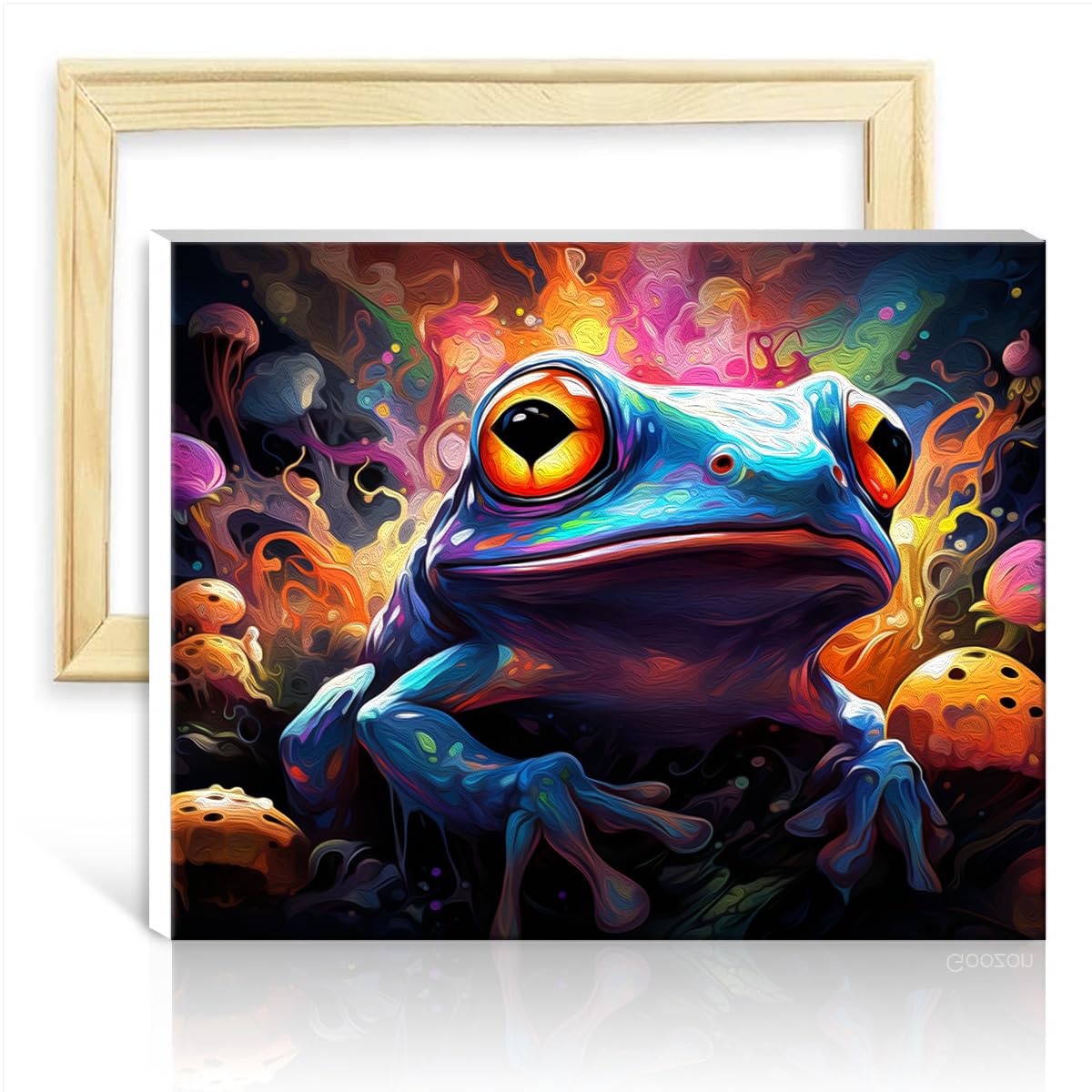TANGFEIY Oil Painting Kits Frog Paint by Numbers Adults with Brushes Acrylic Pigment Digital Painting Picture for Home Decor Gift NO Frame(50x65cm) — image 1