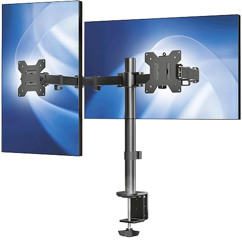 VIVO Dual Monitor Desk Mount, Holds 2 Computer Screens up to 30 inches and 22lbs Each, Heavy Duty Fully Adjustable Steel Stand with C-Clamp and Grommet, Black, STAND-V002 - Black - 13" - 30"