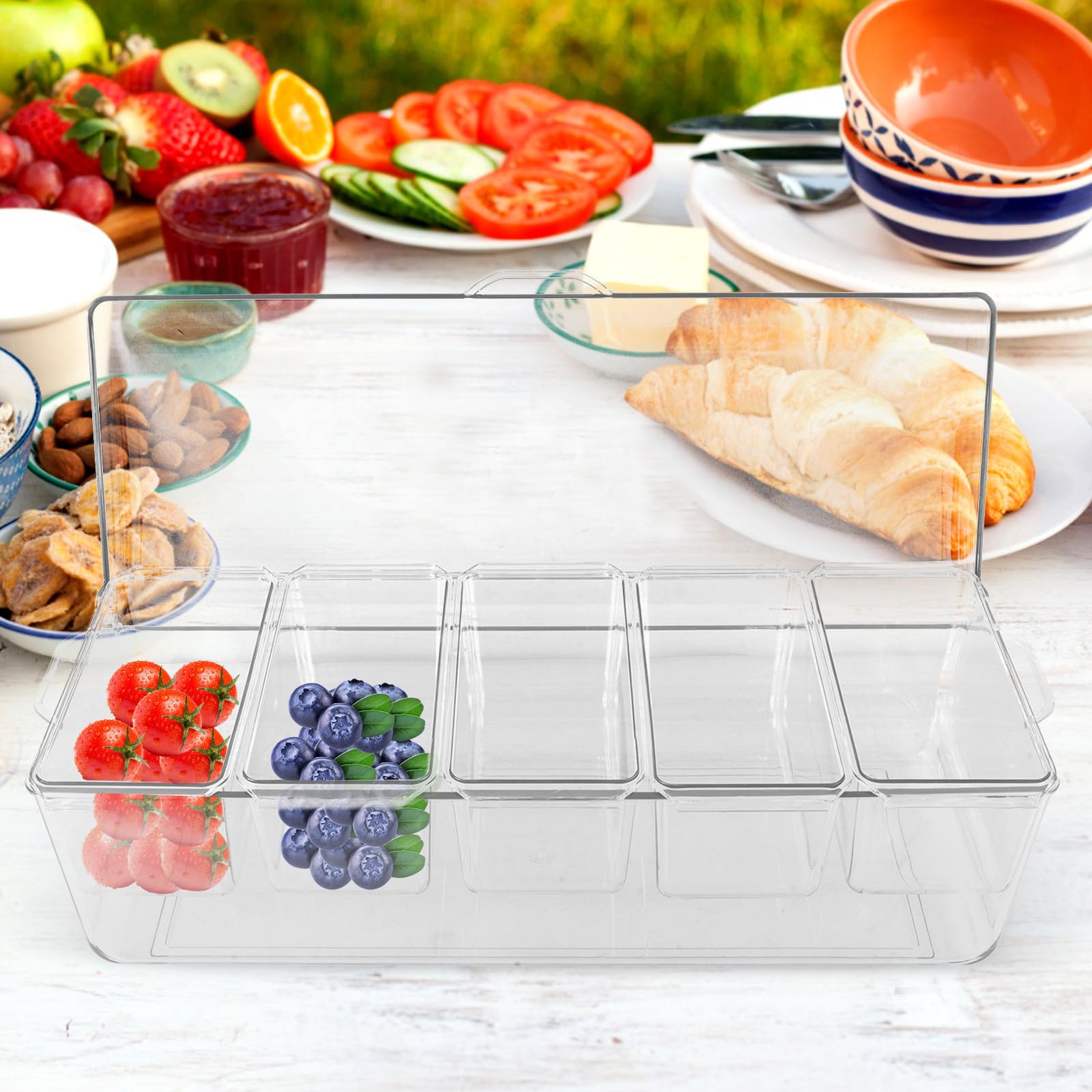 Boîte de Conservation pour Salade à 5 Compartiments en Plastique Grosse