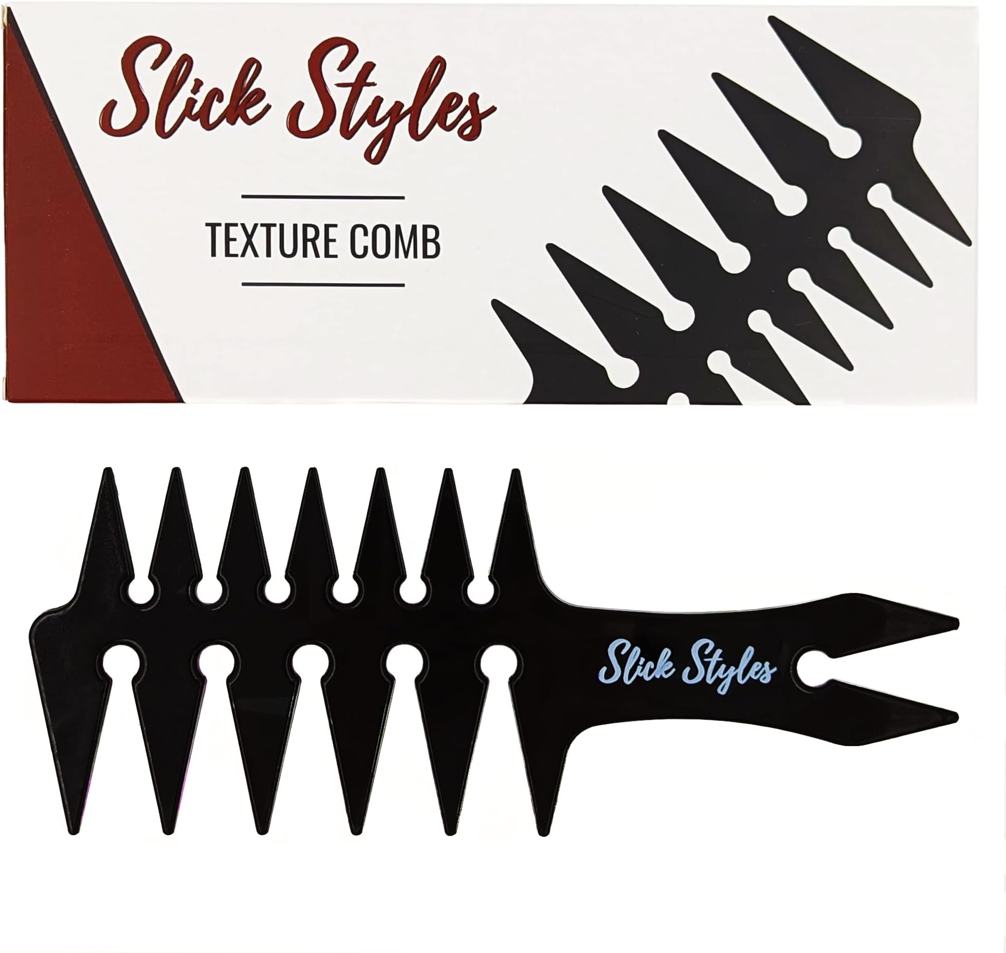 Texture Comb, Large Mens Black Hair Styling Wide Tooth Barbers Comb, 200mm x 80mm with Fantail Handle