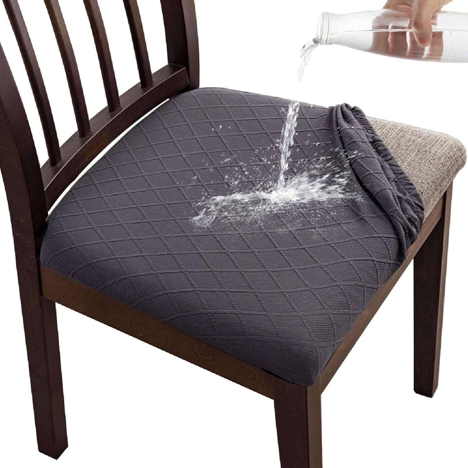 Housse de chaise de salle à manger imperméable haute densité grise 6 pièces