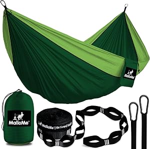 MalloMe Camping Hammock with Straps - Portable Outdoor Hammock for Adults, Kids - Single Hamac - 1 Person Hammocks - Tree Hamac Swing with Accessories - Hamock Tent for Travel - Hammocks for Outside