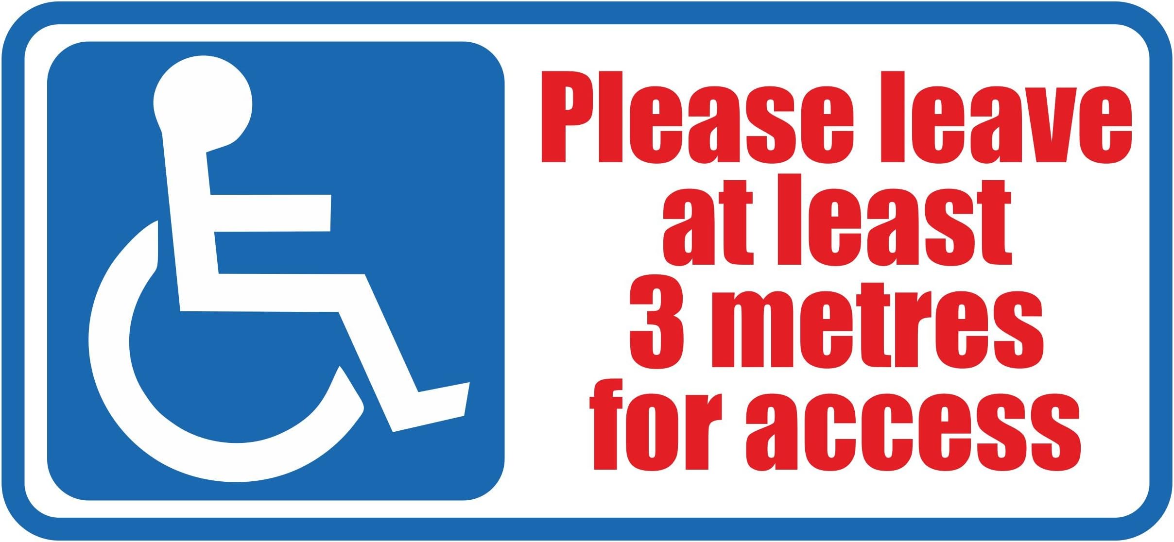 Disabled Please Leave 3 Metres for Access Self Adhesive Vinyl Car Van Stickers fir Vehicles 200mm by 90mm