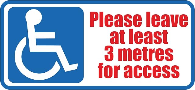 Landing Designs Disabled Please Leave 3 Metres For Access Car Van Sticker