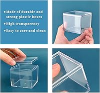 Vista 3 de dedoot Caja pequeña de acrílico con tapa de 2.2 x 2.2 x 1.3 pulgadas, paquete de 4 cajas de plástico Suqare cajas de almacenamiento de acrílico