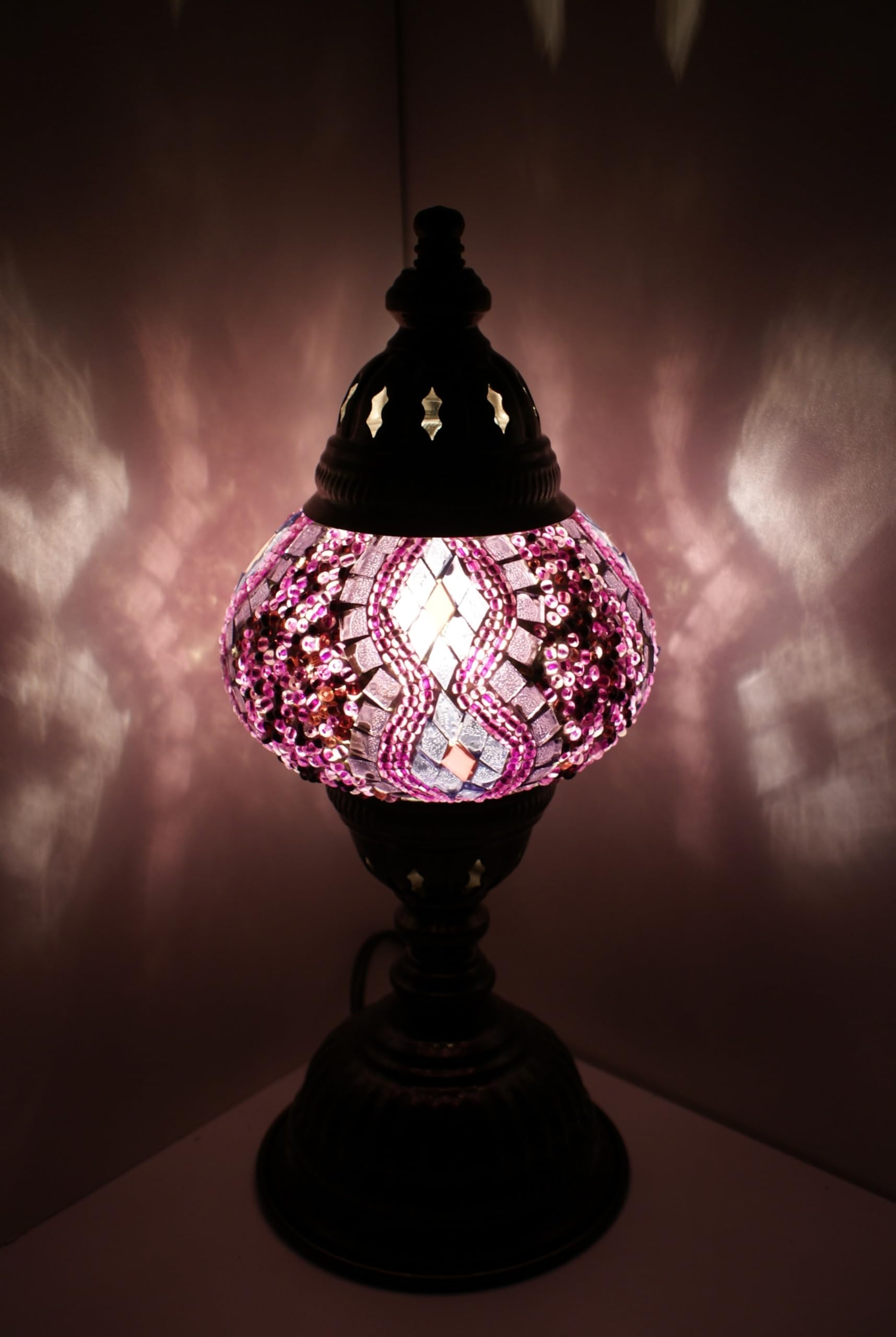 Samarkand Mosaik Tischlampe – Handgefertigte Orientalische Lampe Mit Mosaiksteinen, 27 Cm Hoch – Für E14 Birnen