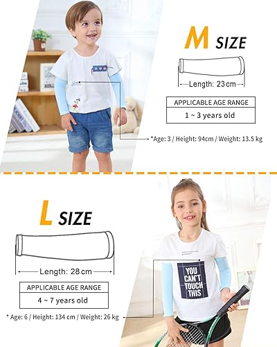 Miniatura 3 de Newbyinn Mangas de brazo para niños pequeños, de 1 a 7 años, protección solar UV, mangas de enfriamiento para cubrir los brazos