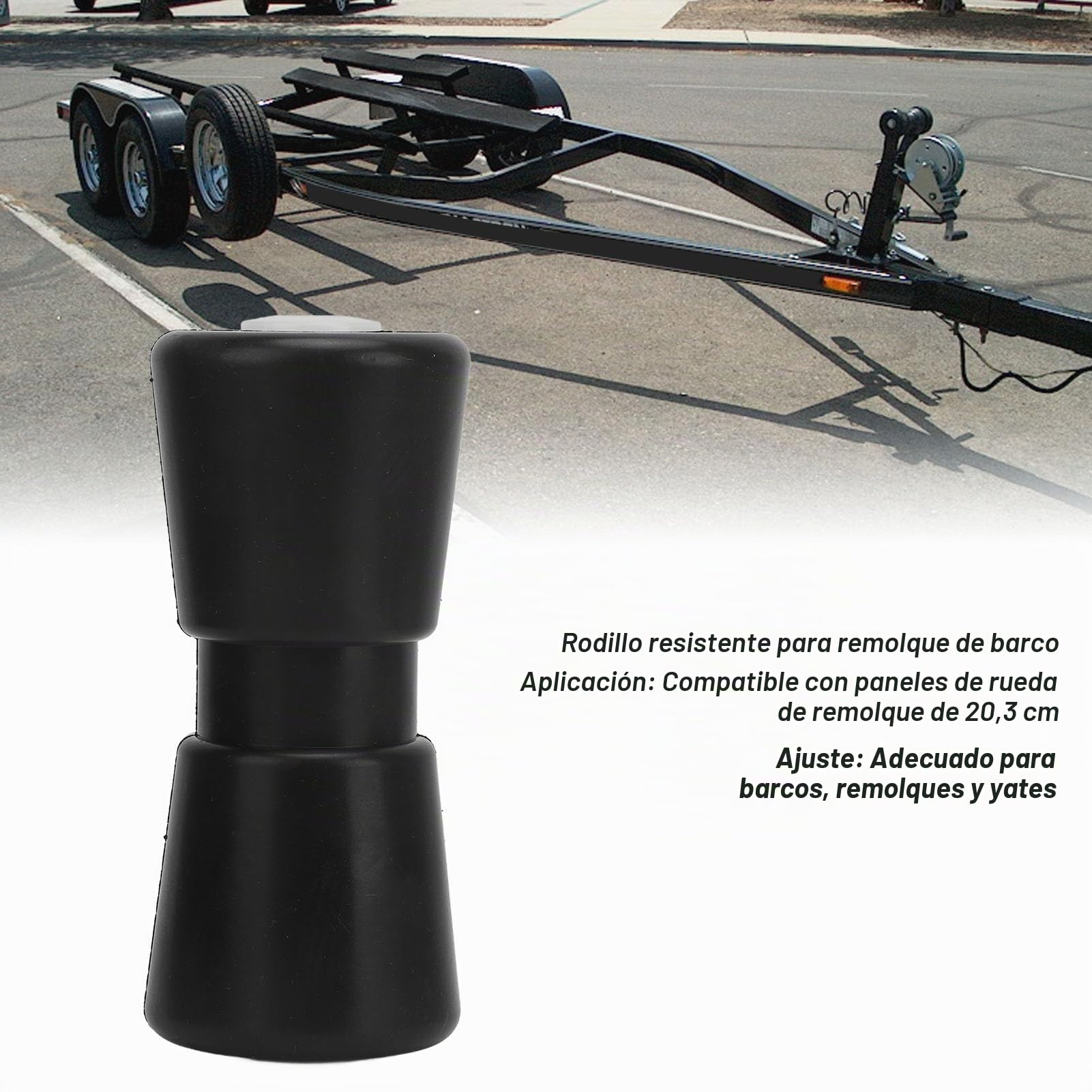 Akozon Rodillo de Goma para Remolque de Barco, Rodillo de Remolque de Barco, Tope de de Goma Resistente a Arañazos, Color Negro, Rodillo de Proa para Remolque de Yate