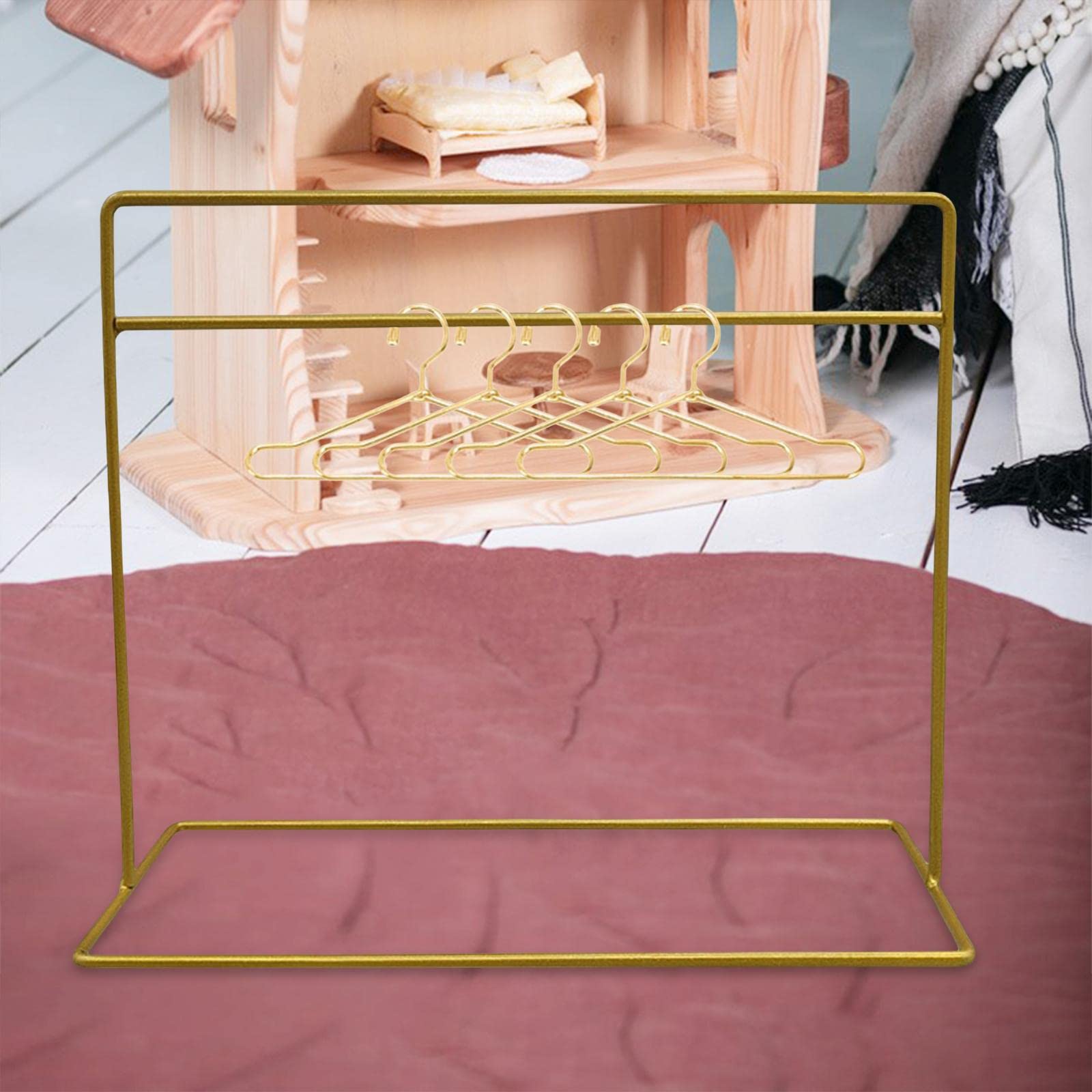 Oshhni Appendiabiti per Bambole in 1:5, Grucce per Vestiti, Accessori Decorativi in ​​Miniatura per Casa delle Bambole, Decorazione per Modellini, d'oro