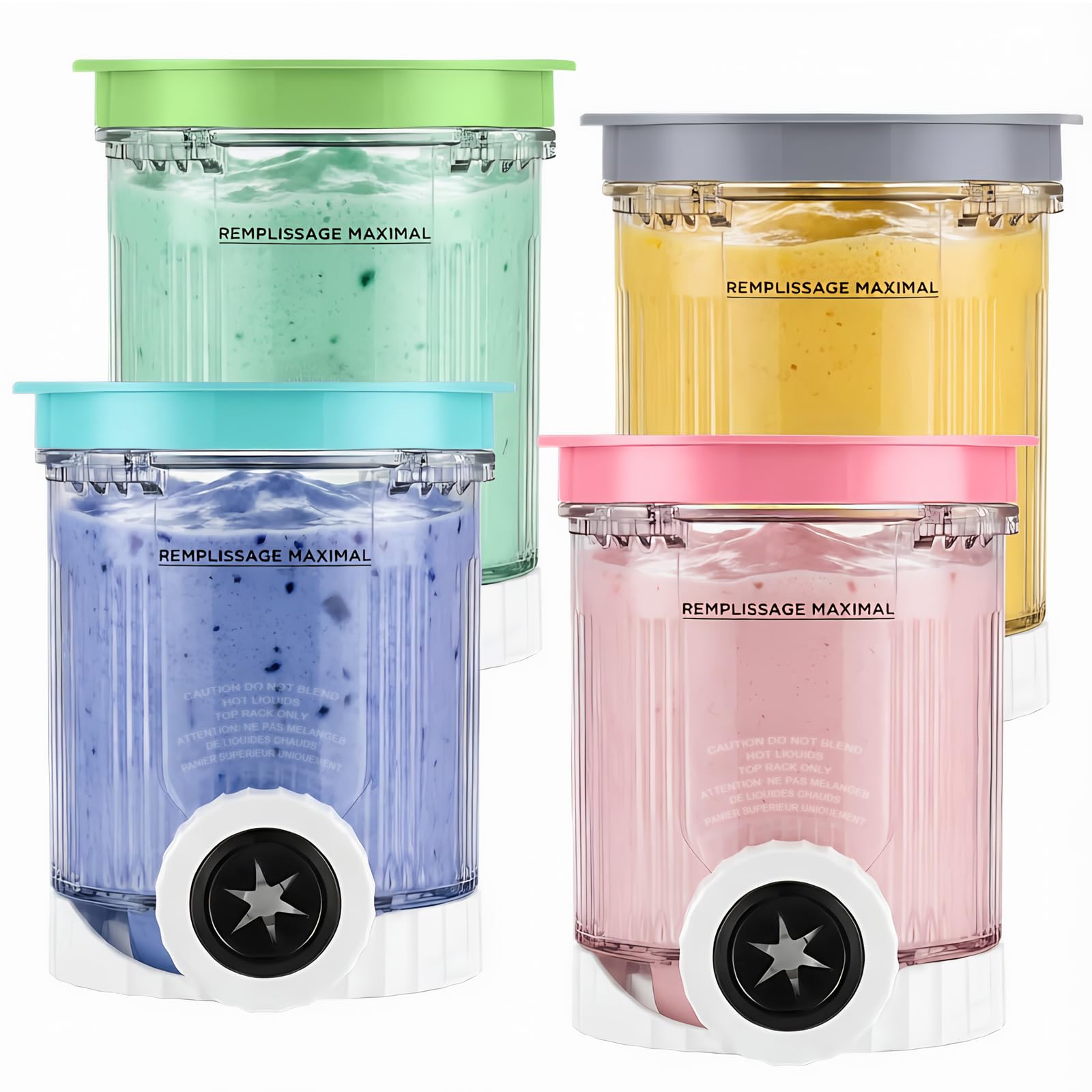 Creami Behälter, 4 Stück Behälter für Ninja Creami Swirl, Kompatibel mit Ninja Creami NC701EU NC700 Serie Softeismaschine, BPA-frei, Lebensmittelqualität, Spülmaschinenfest