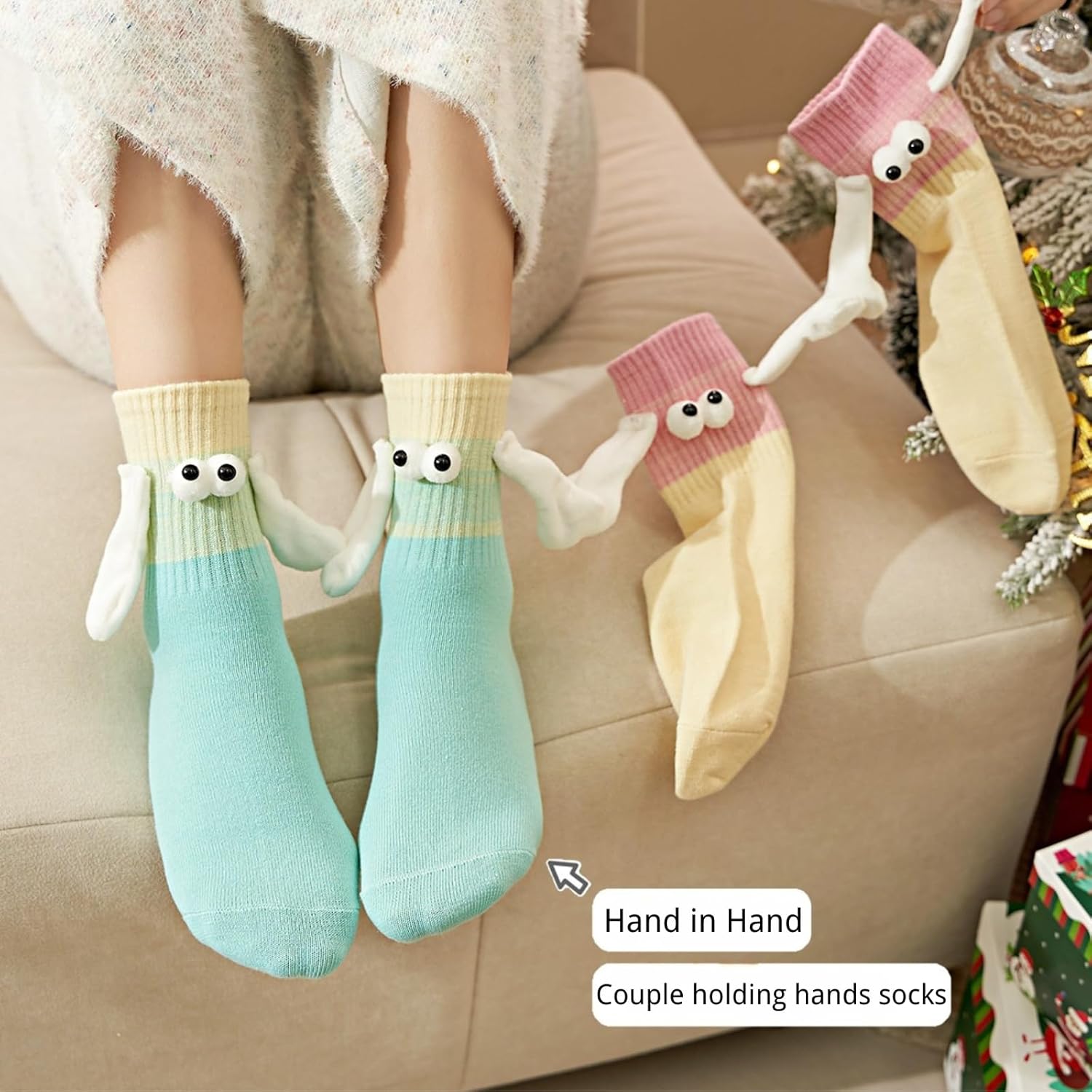 Holding Hands Socks - Hand Holding Socks - Magnetic Sock - Funny Gifts for Women & Men, Teens, Couples, Friends - Image 5