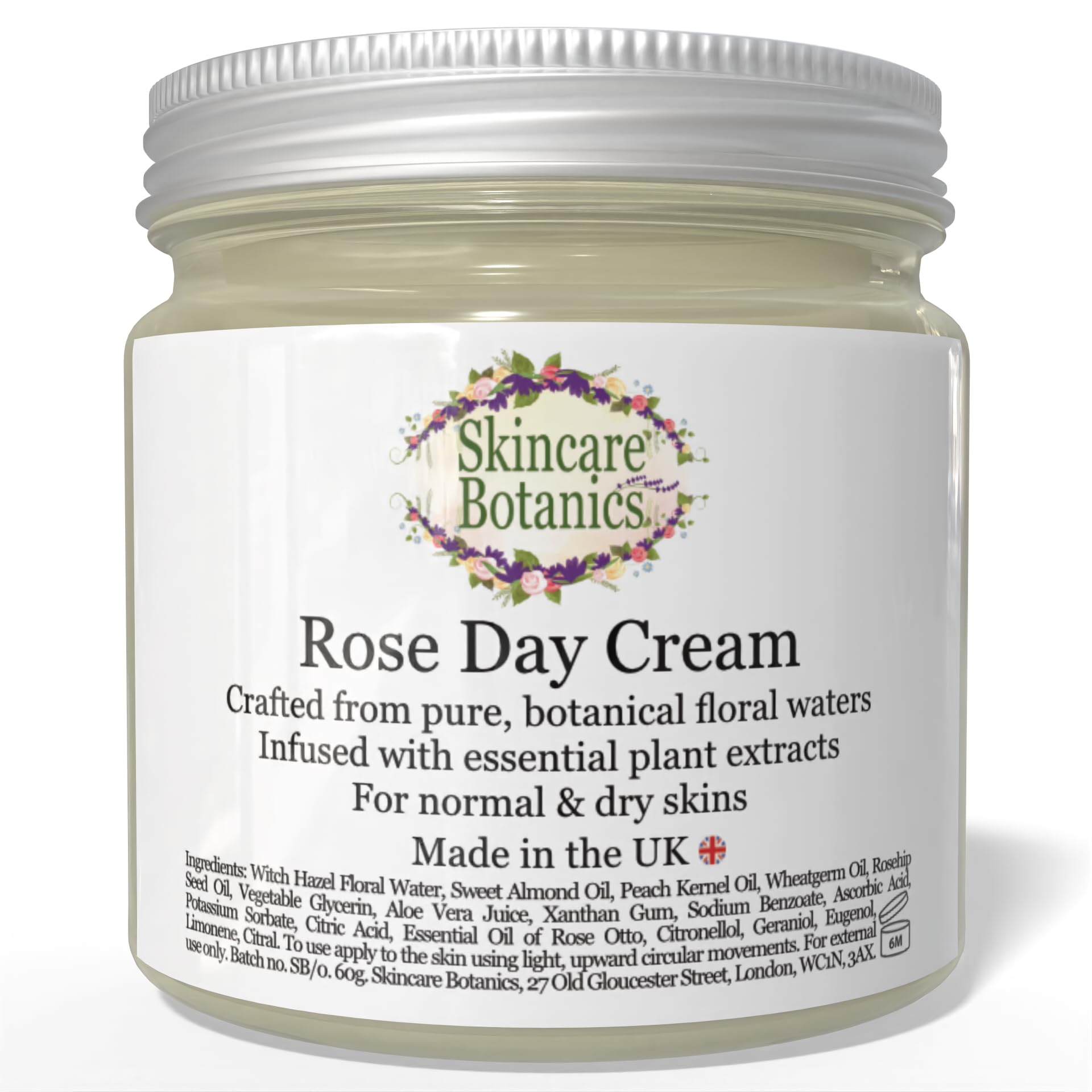 Organic & Natural Botanical Rose Day Cream - Cruelty Free, Paraben free, Palm Oil Free, Plastic Free, Handcrafted in the UK