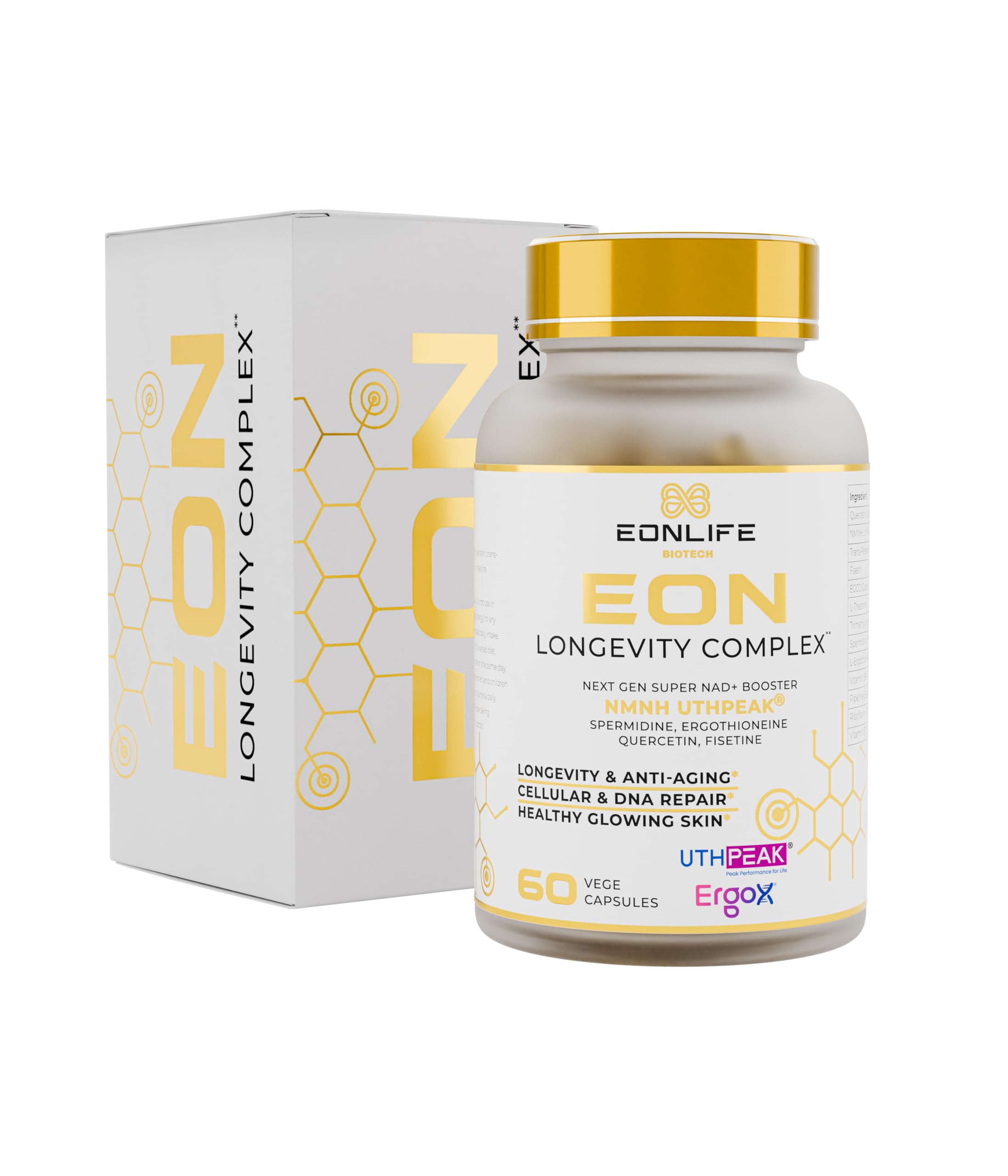 EON Longevity Complex – Complejo de 13 Ingredientes Activos, 60 Cápsulas Veganas