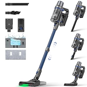 Linkifly A10 Aspirapolvere Senza Fili, 2 - in - 1 Aspirapolvere Lavapavimenti Potente, 15 - 60min Autonomia, Serbatoio dell’Acqua, Elimina la Polvere, Sporco e Macchie, 5 modalità e modalità automatica
