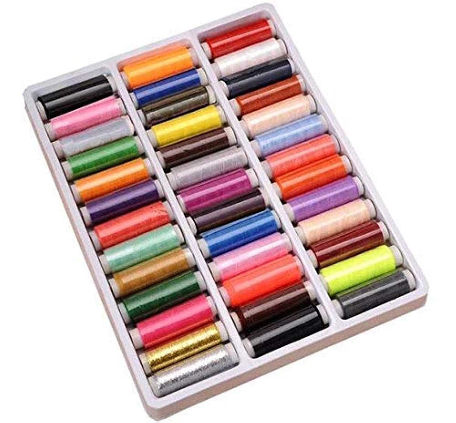 SKEIDO 39 Assorted Multi- Colors 200 Yards Polyester Sewing Thread Spool Set for Hand Sewing Industrial Machine