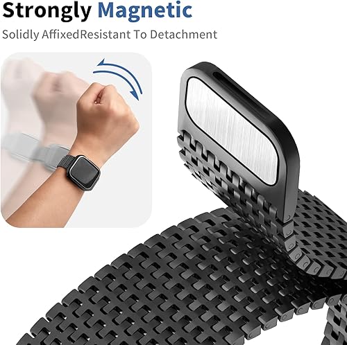Miniatura 5 de Wristitani Compatible con Apple Watch Band Series 8 SE 7 6 5 4 3 2 1, correa de cierre magnético de acero inoxidable de repuesto para iWatch Band