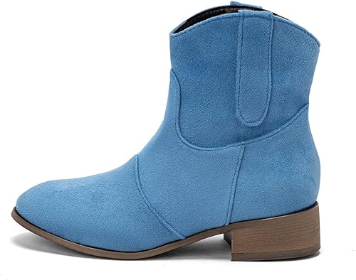 Miniatura 4 de Womens Pointed Toe Ankle Booties Women's Simple and Stylish Flock Square Head Heels Retro Women Boots Wide