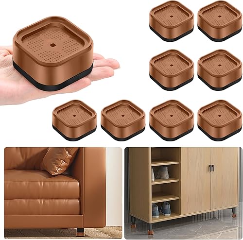 Vista 34 de shouwuhho Paquete de 16 Elevadores de Muebles Ajustables Elevadores de Cama de Servicio Pesado Elevan Altura 1", Elevadores de Cama Cuadrados Negro