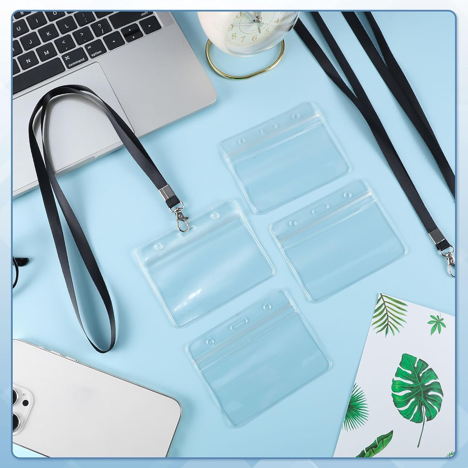 50 Pack Name Tag Lanyards with Id Holder, Clear Plastic Horizontal Name Tags Holders and Black Badge Lanyards with ID Holder for School Office Team Workers Volunteers (Black) - Image 4