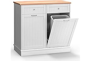 Double Tilt Out Trash Cabinet with Built-In Vacuum on Bottom