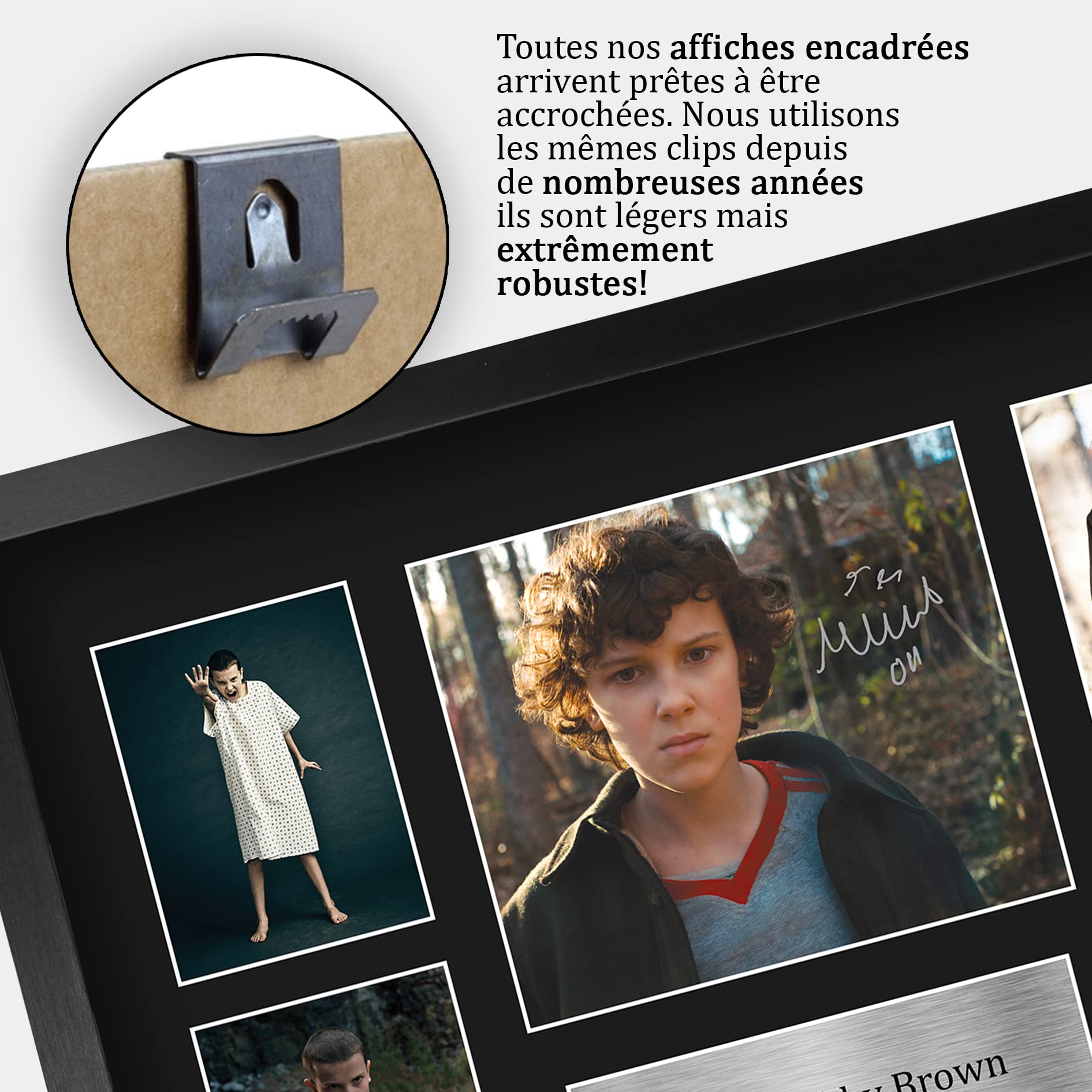 HWC Trading Millie Bobby Brown Strange Hawkins Thing Eleven Cadeaux Imprimé Signé Autographe Présentation Photo Montage Affichage pour les fans d’émissions de télévision - A3 Encadré