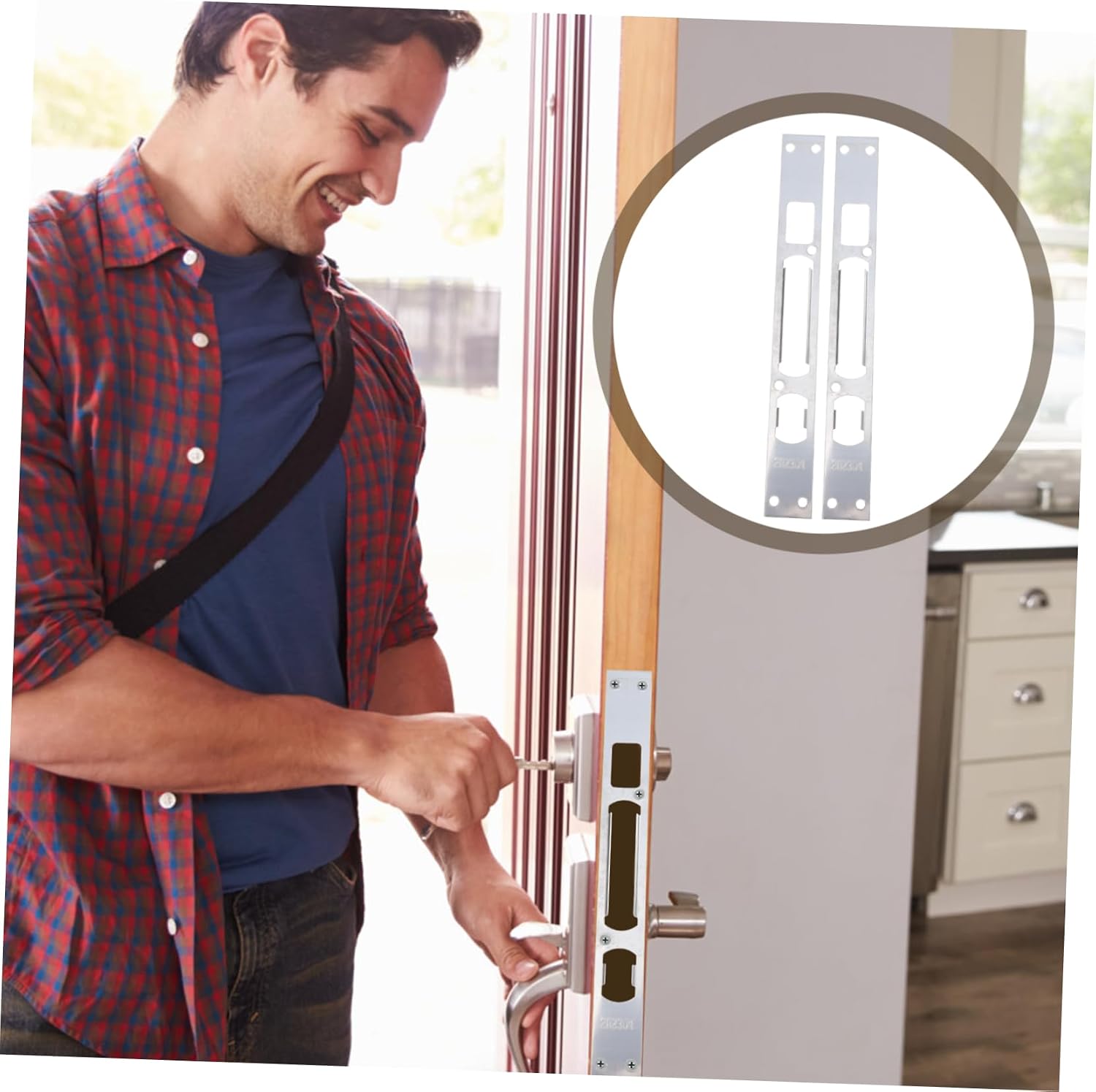 Door Jamb Repair Kit Strike Plate Repair Kit Iron Reinforcement Plate Iron Door Guard Easy Install